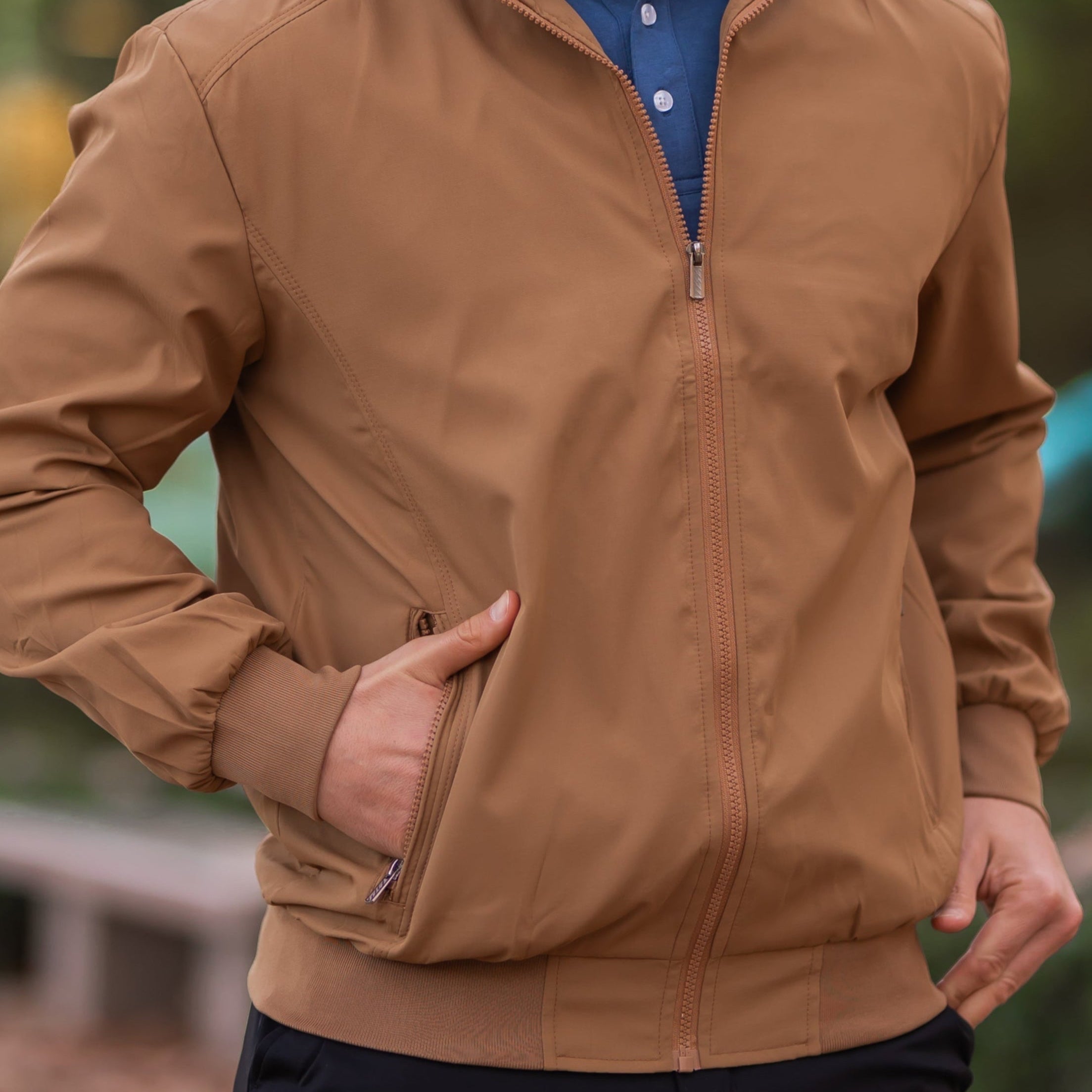 Firenzia Men's Slim Fit Bomber Jacket – Lightweight Casual Coat