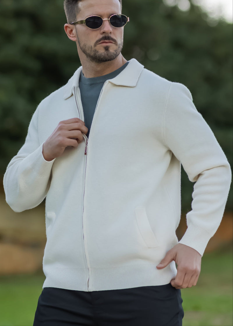 Salto Men's Merino Zip-Up Sweater – Smart Casual Knit