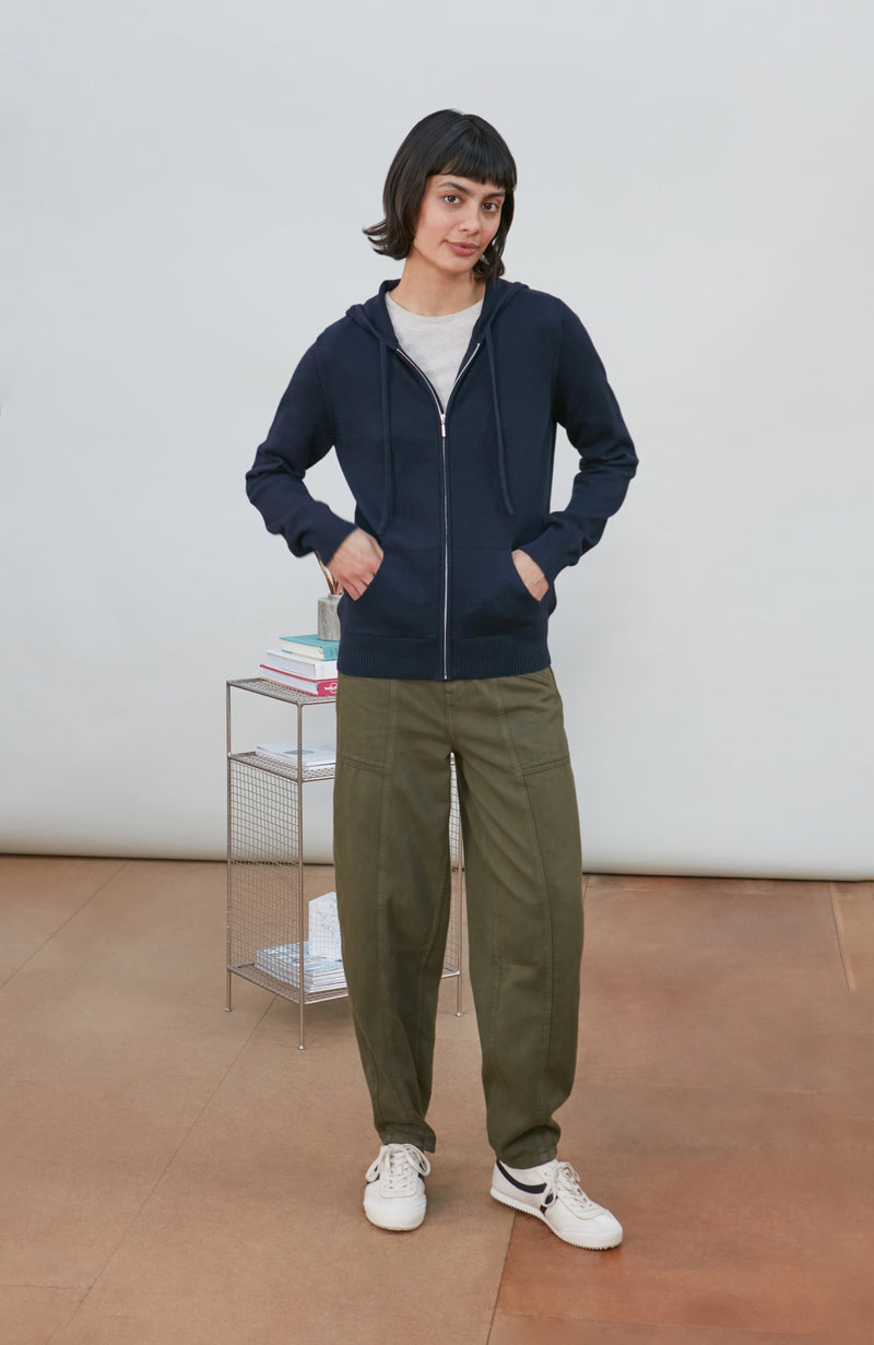 Womens Lightweight Cotton Zip Through Hoodie