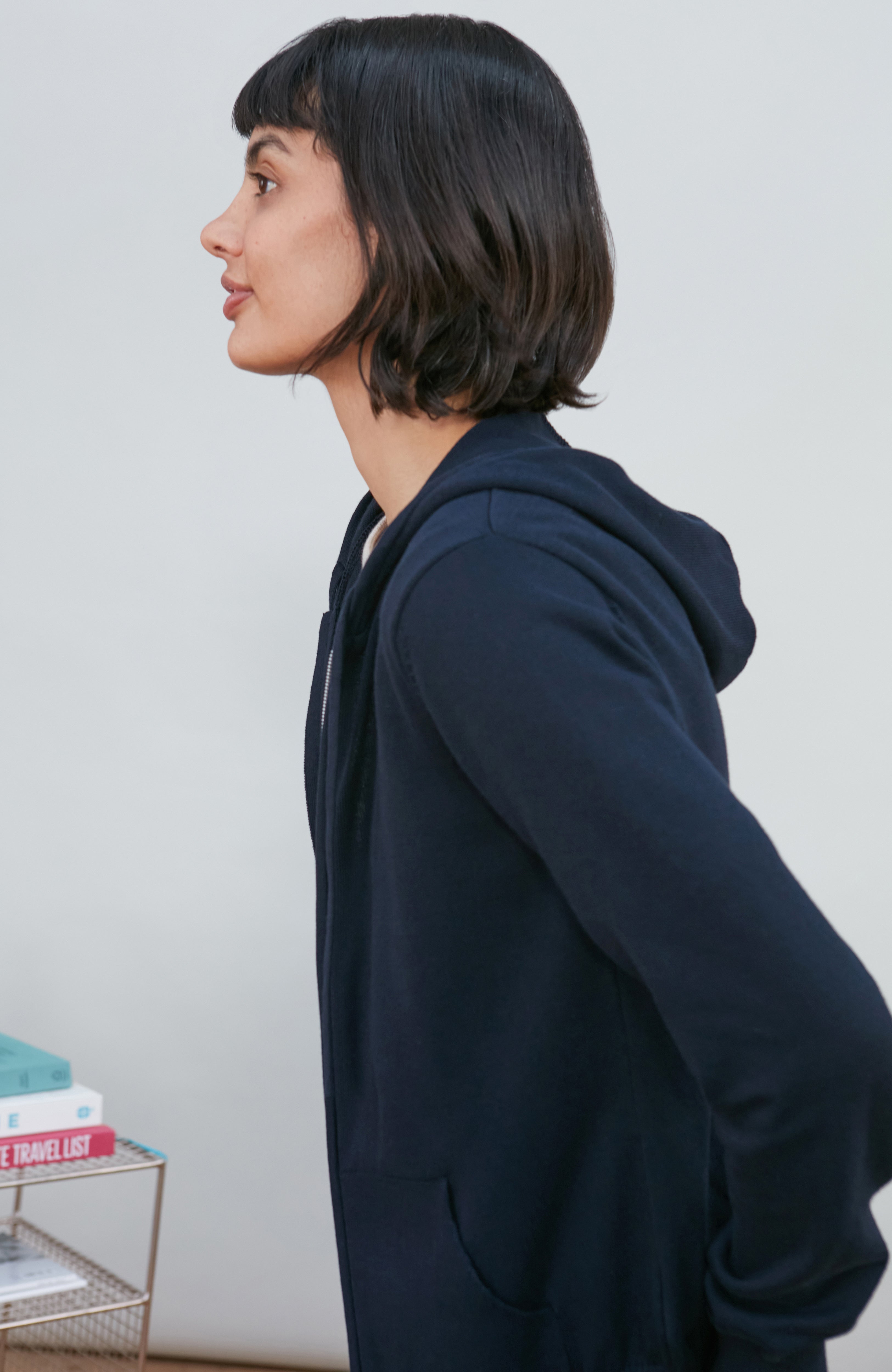 Womens Lightweight Cotton Zip Through Hoodie