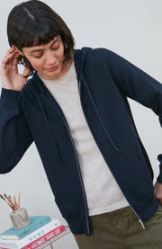 Womens Lightweight Cotton Zip Through Hoodie