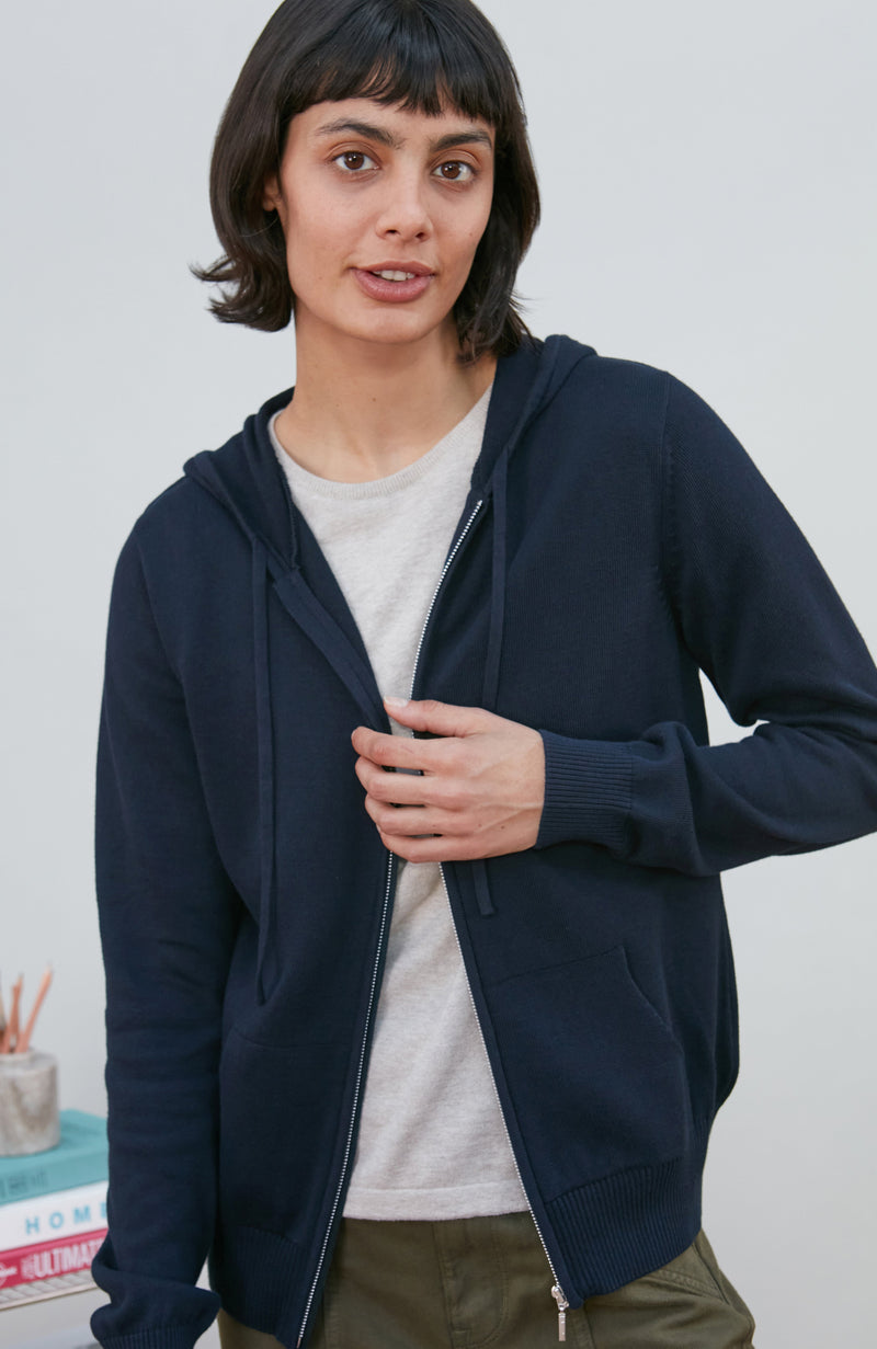 Womens Lightweight Cotton Zip Through Hoodie