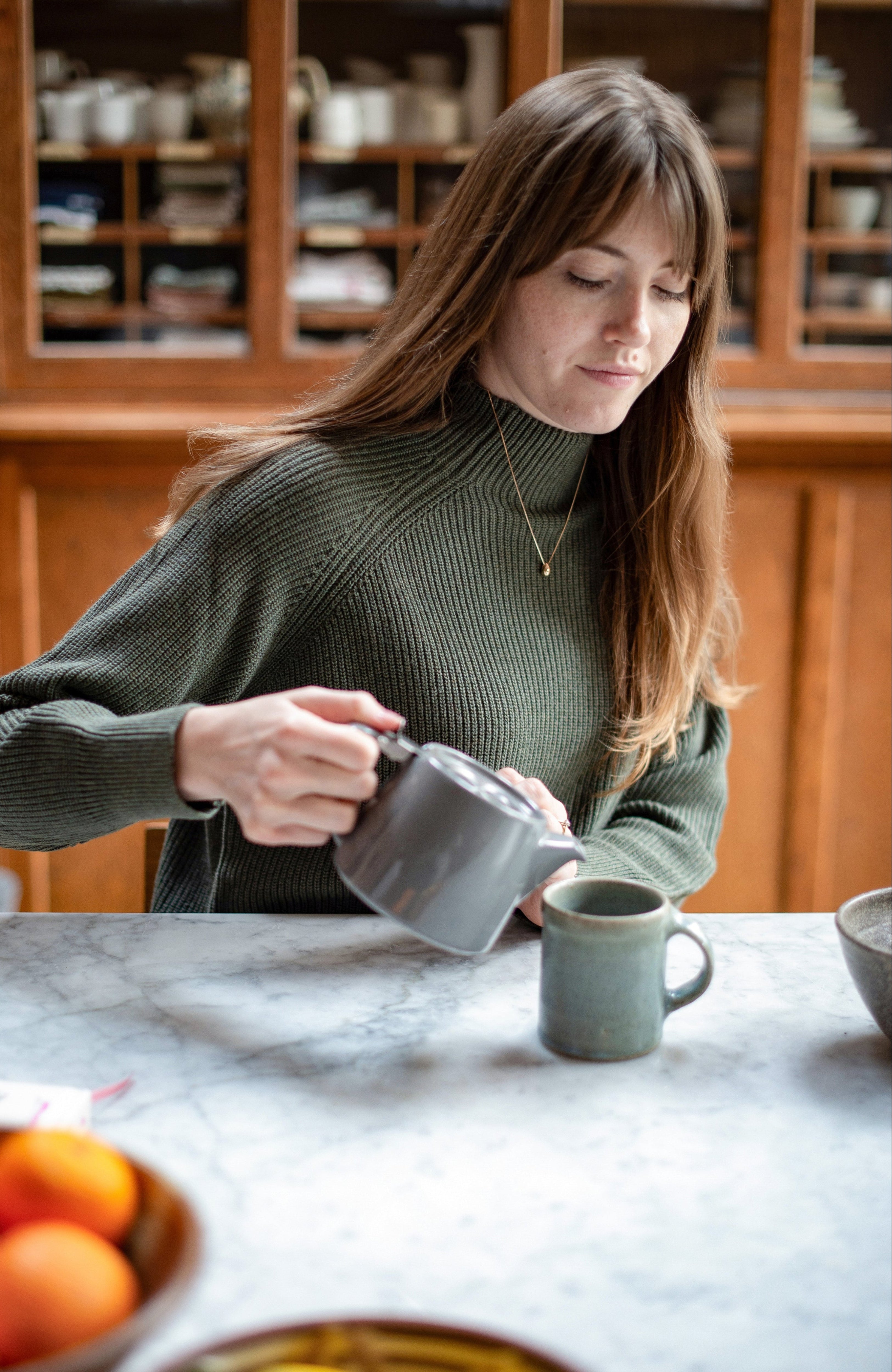 Womens Pure Cotton High Neck Raglan Jumper