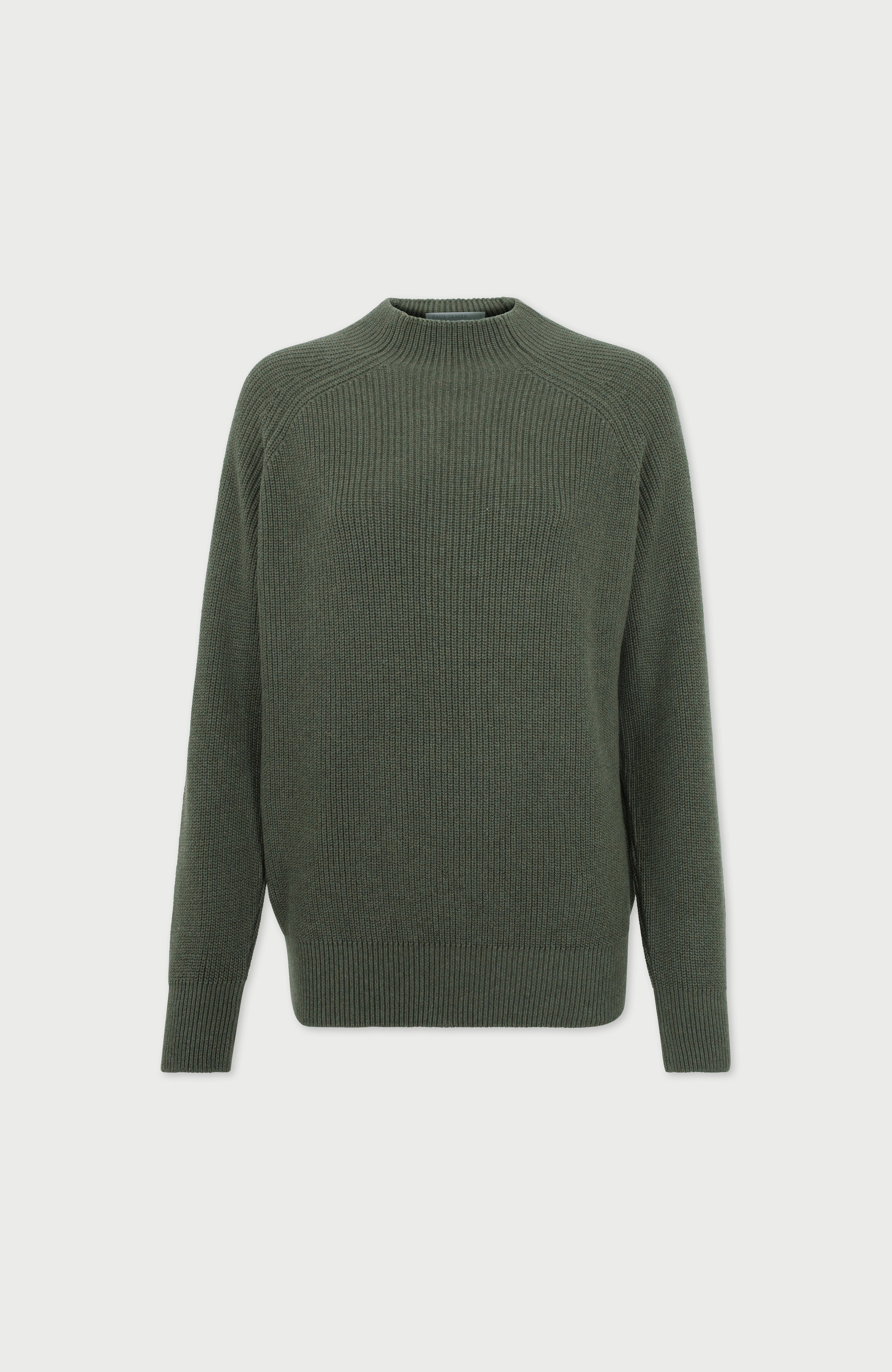 Womens Pure Cotton High Neck Raglan Jumper