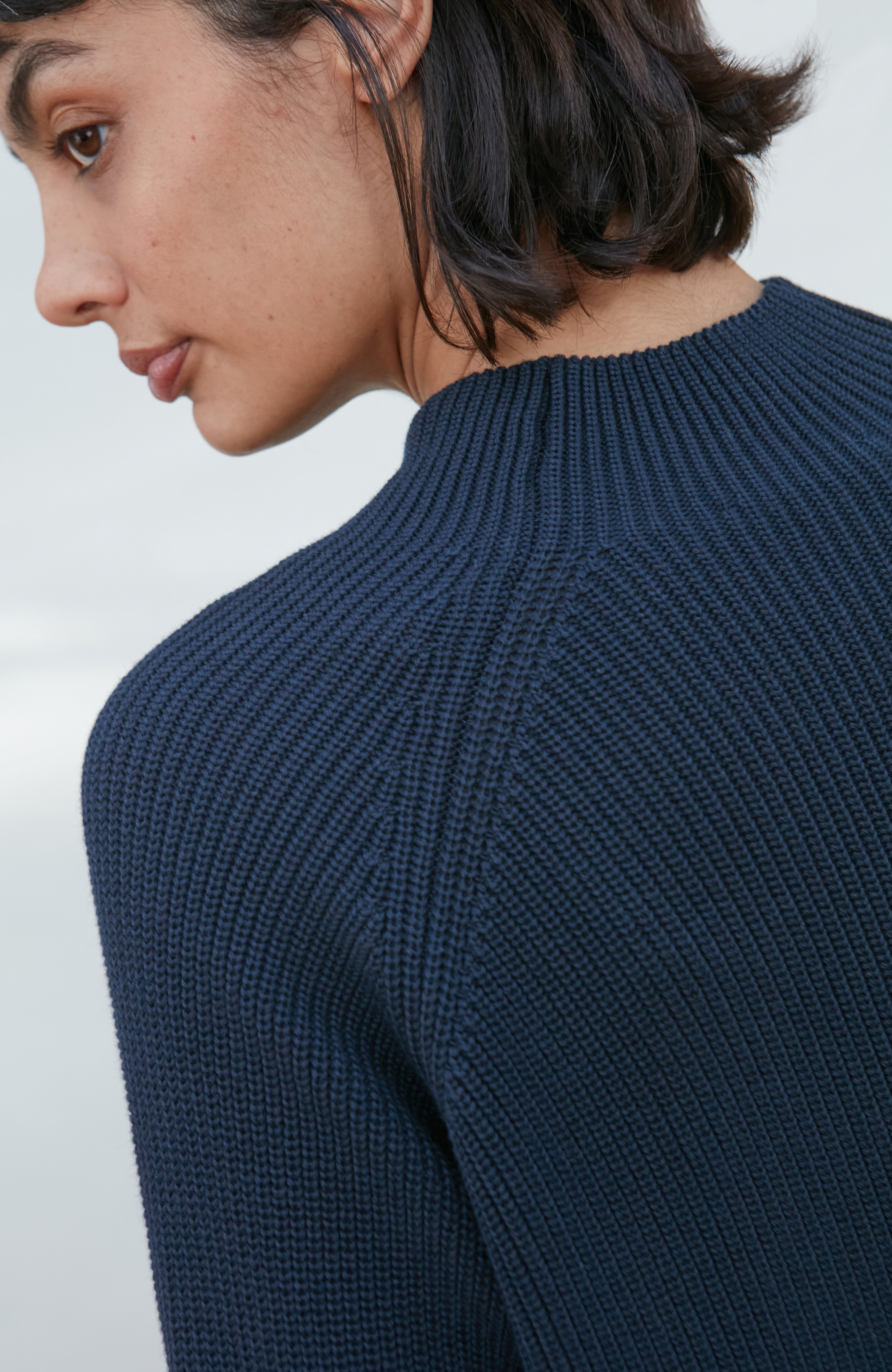 Womens Pure Cotton High Neck Raglan Jumper