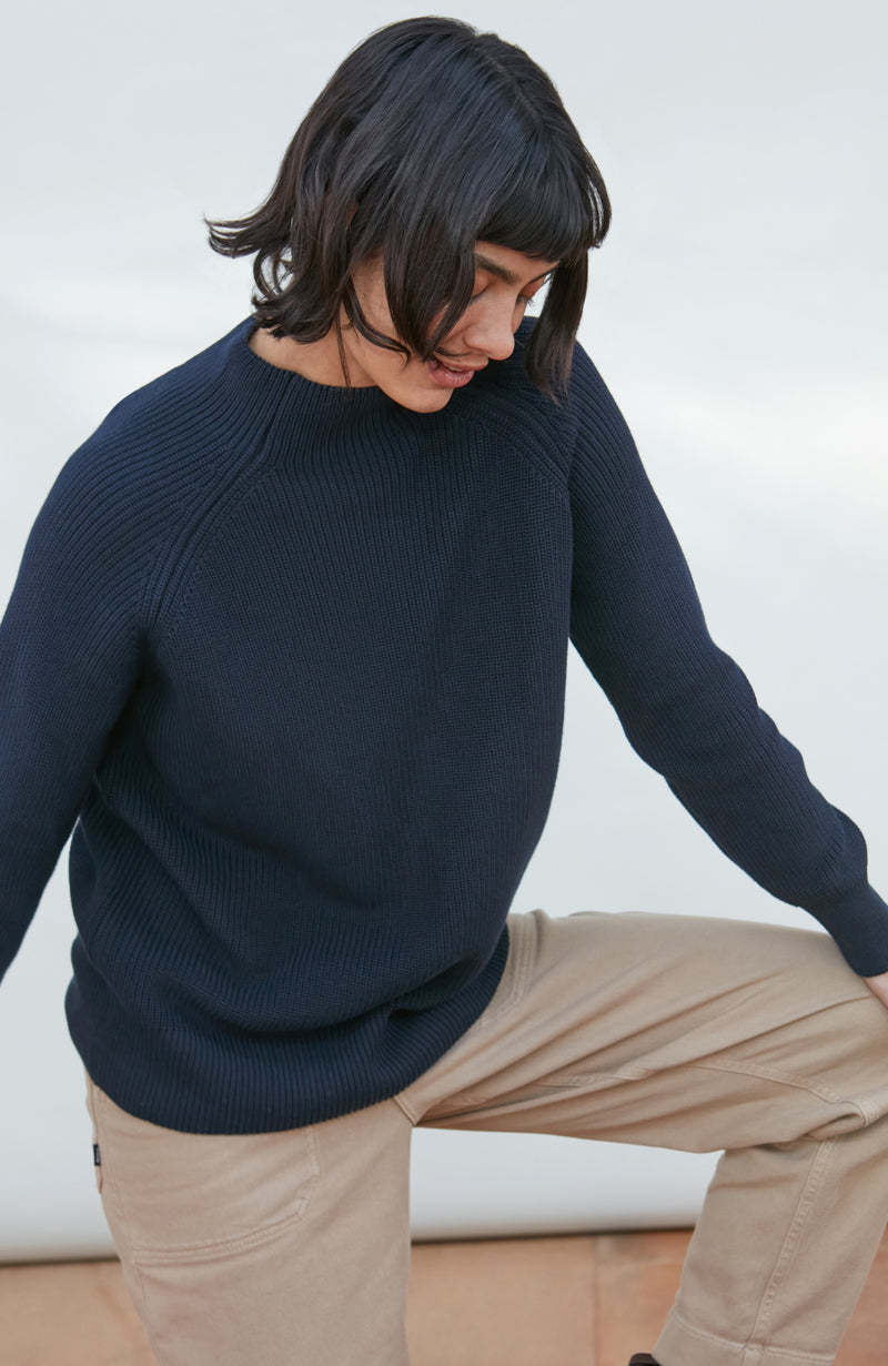 Womens Pure Cotton High Neck Raglan Jumper