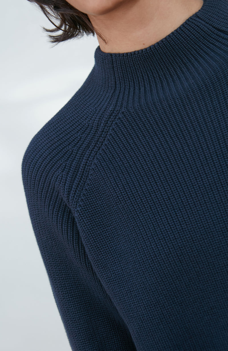 Womens Pure Cotton High Neck Raglan Jumper