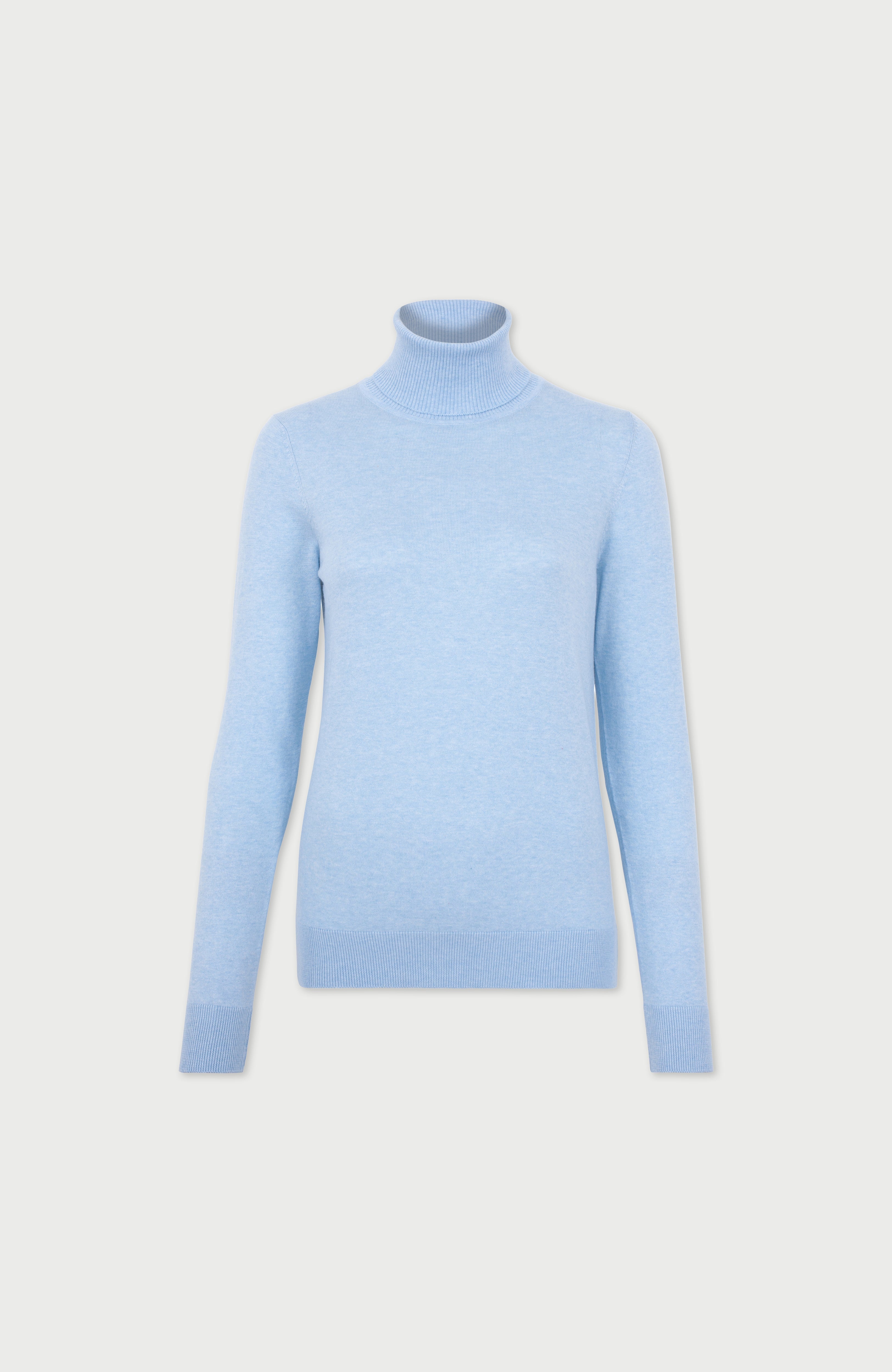 Womens Ultra Fine Cotton Roll Neck Long Sleeve Jumper