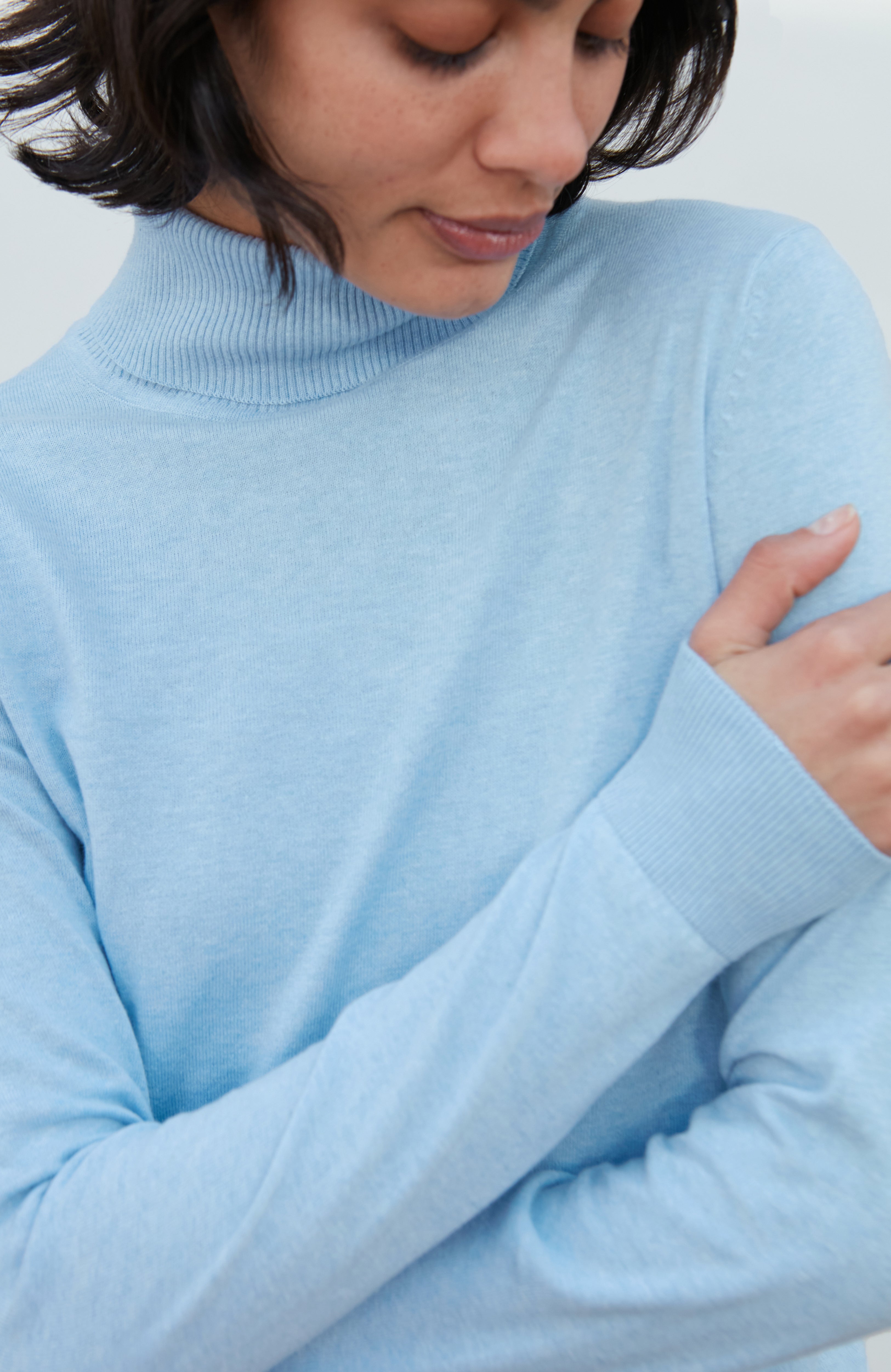 Womens Ultra Fine Cotton Roll Neck Long Sleeve Jumper