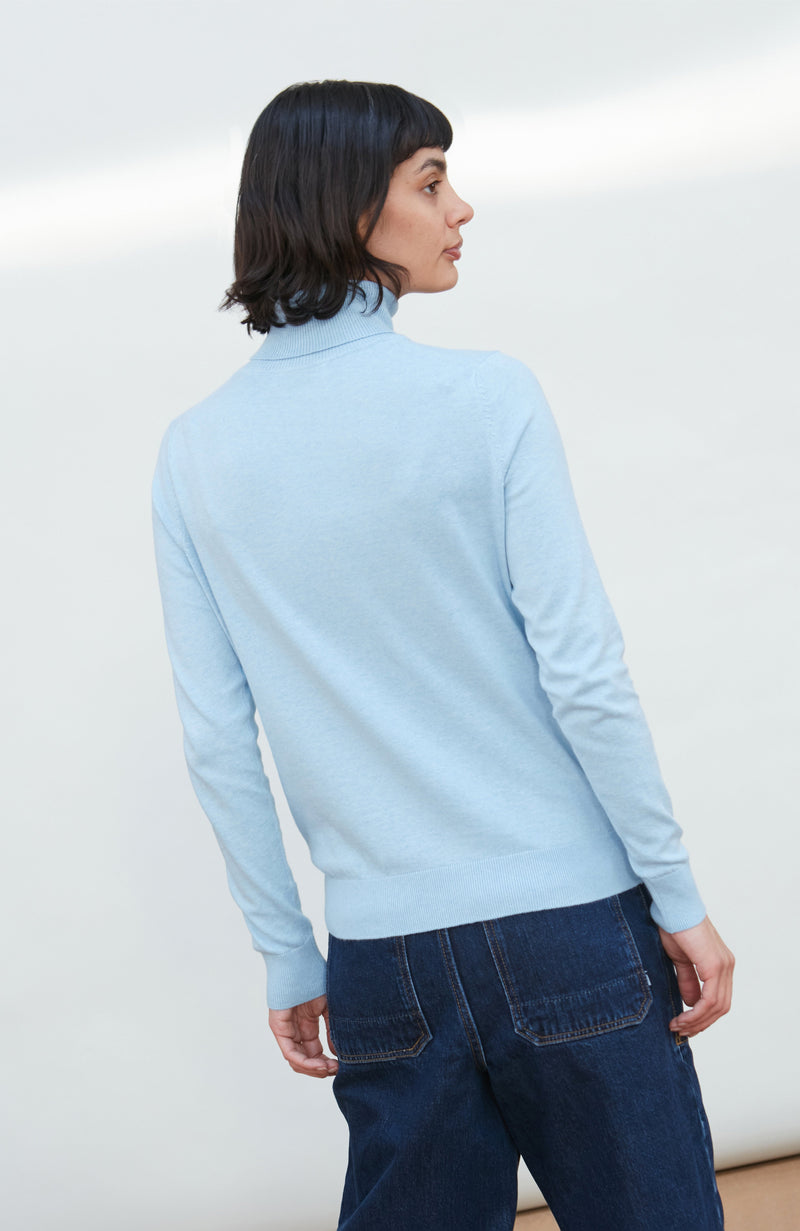 Womens Ultra Fine Cotton Roll Neck Long Sleeve Jumper