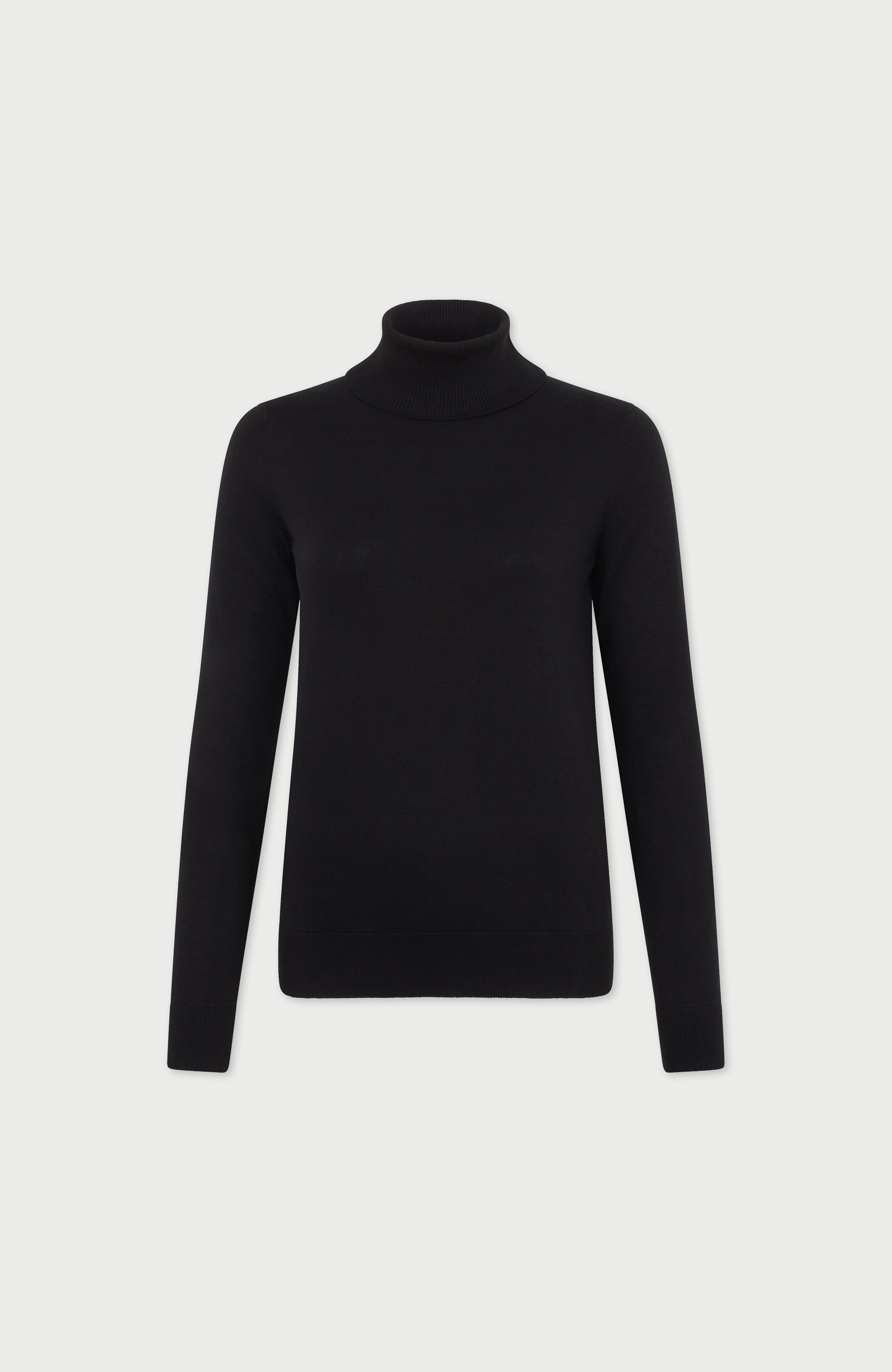 Womens Ultra Fine Cotton Roll Neck Long Sleeve Jumper