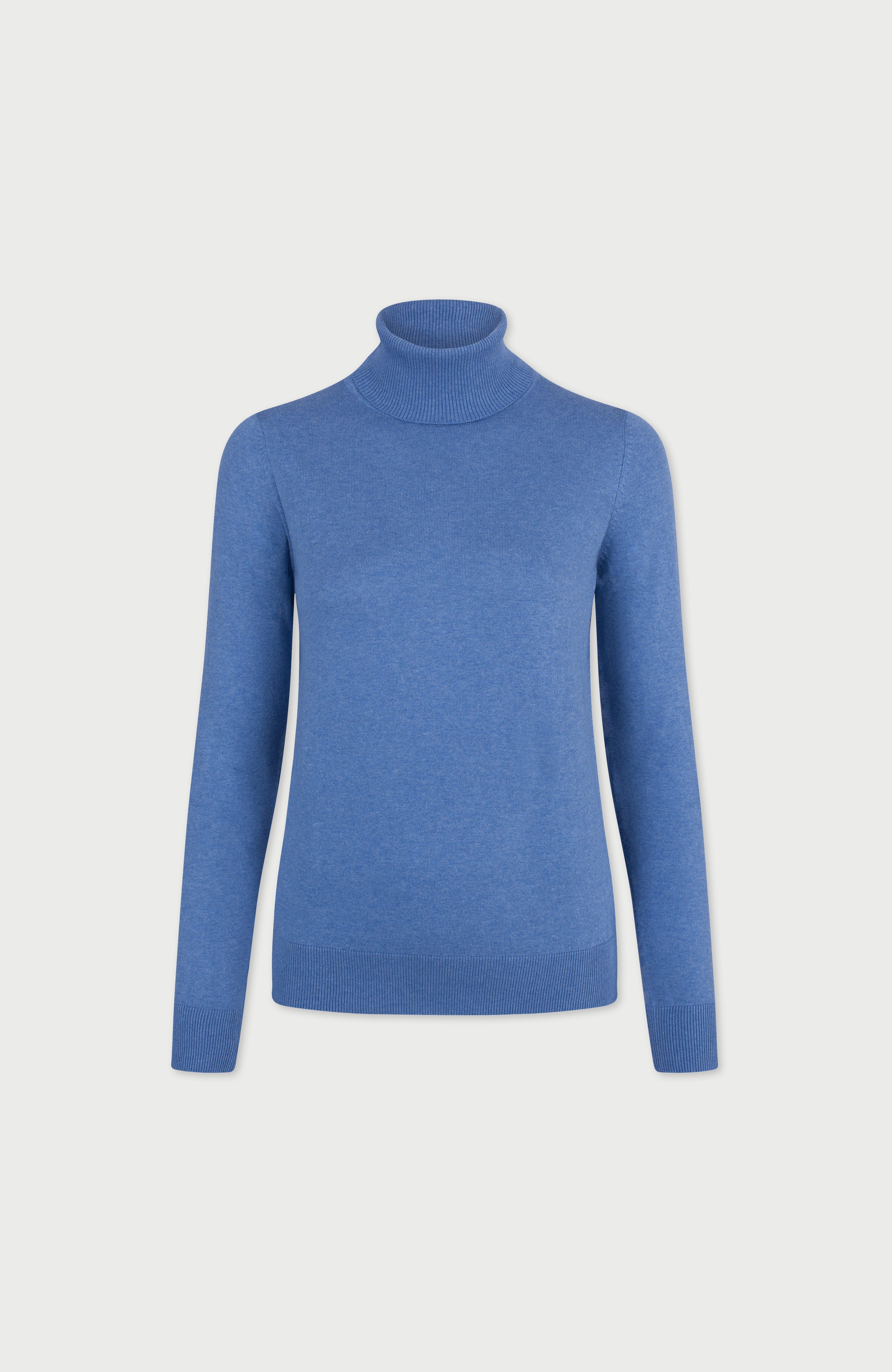 Womens Ultra Fine Cotton Roll Neck Long Sleeve Jumper