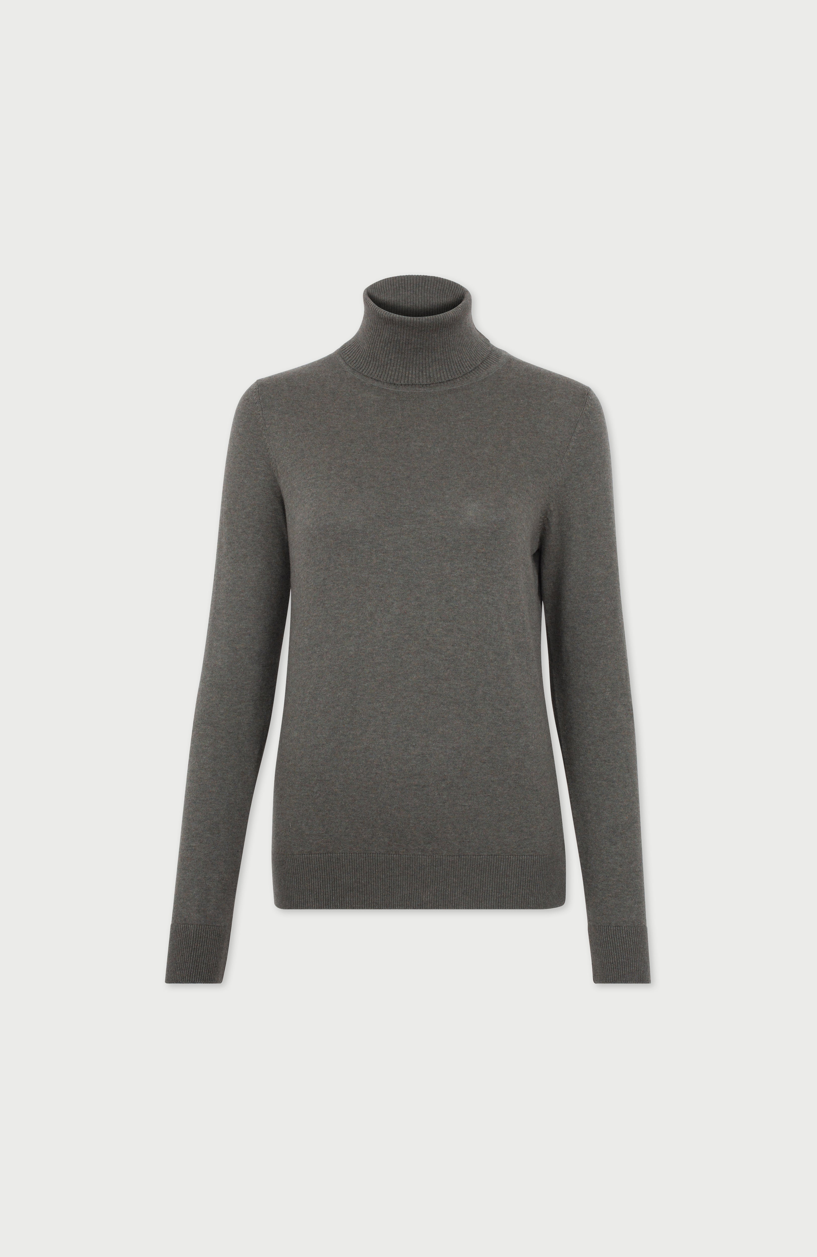 Womens Ultra Fine Cotton Roll Neck Long Sleeve Jumper