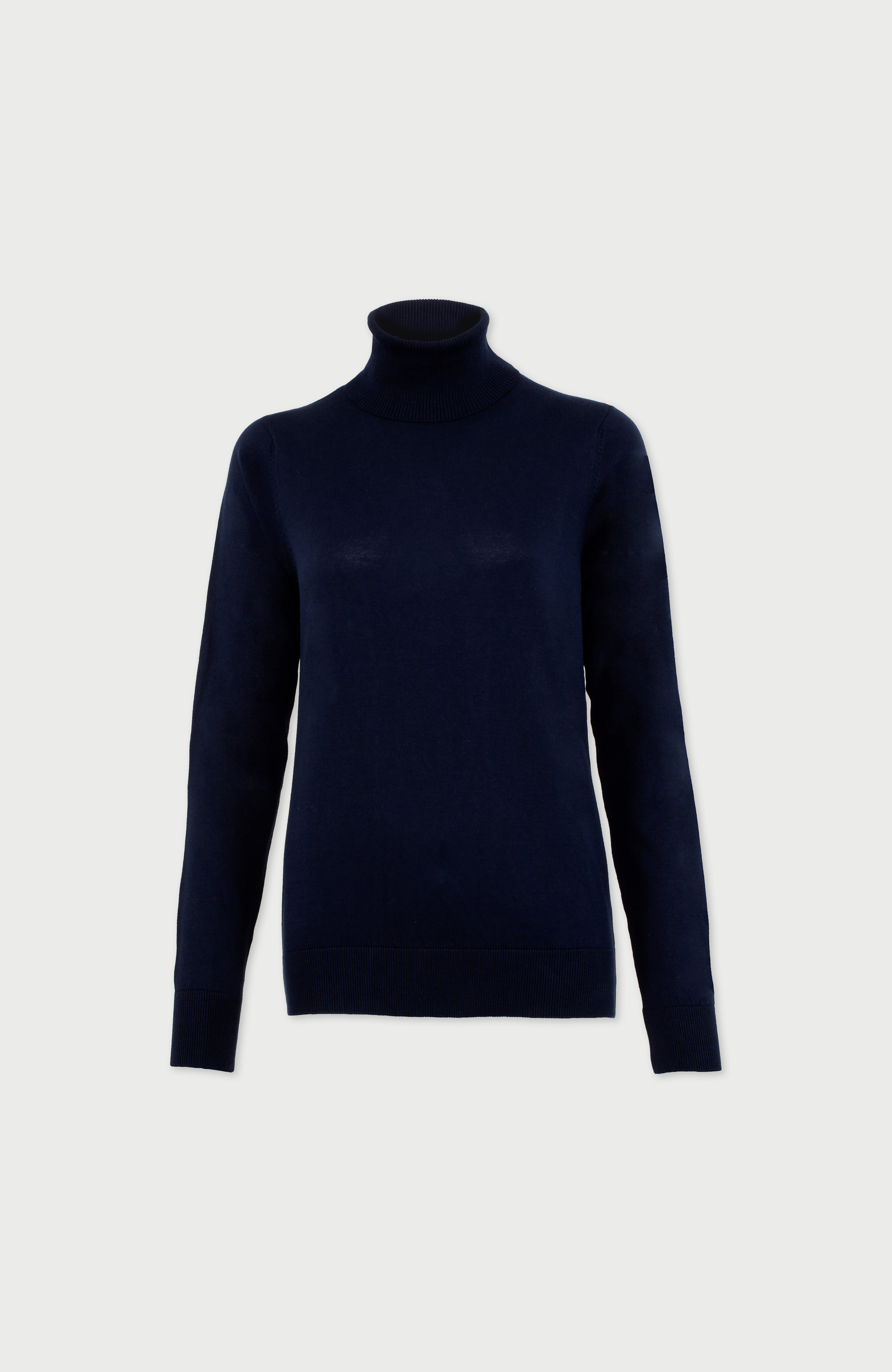 Womens Ultra Fine Cotton Roll Neck Long Sleeve Jumper