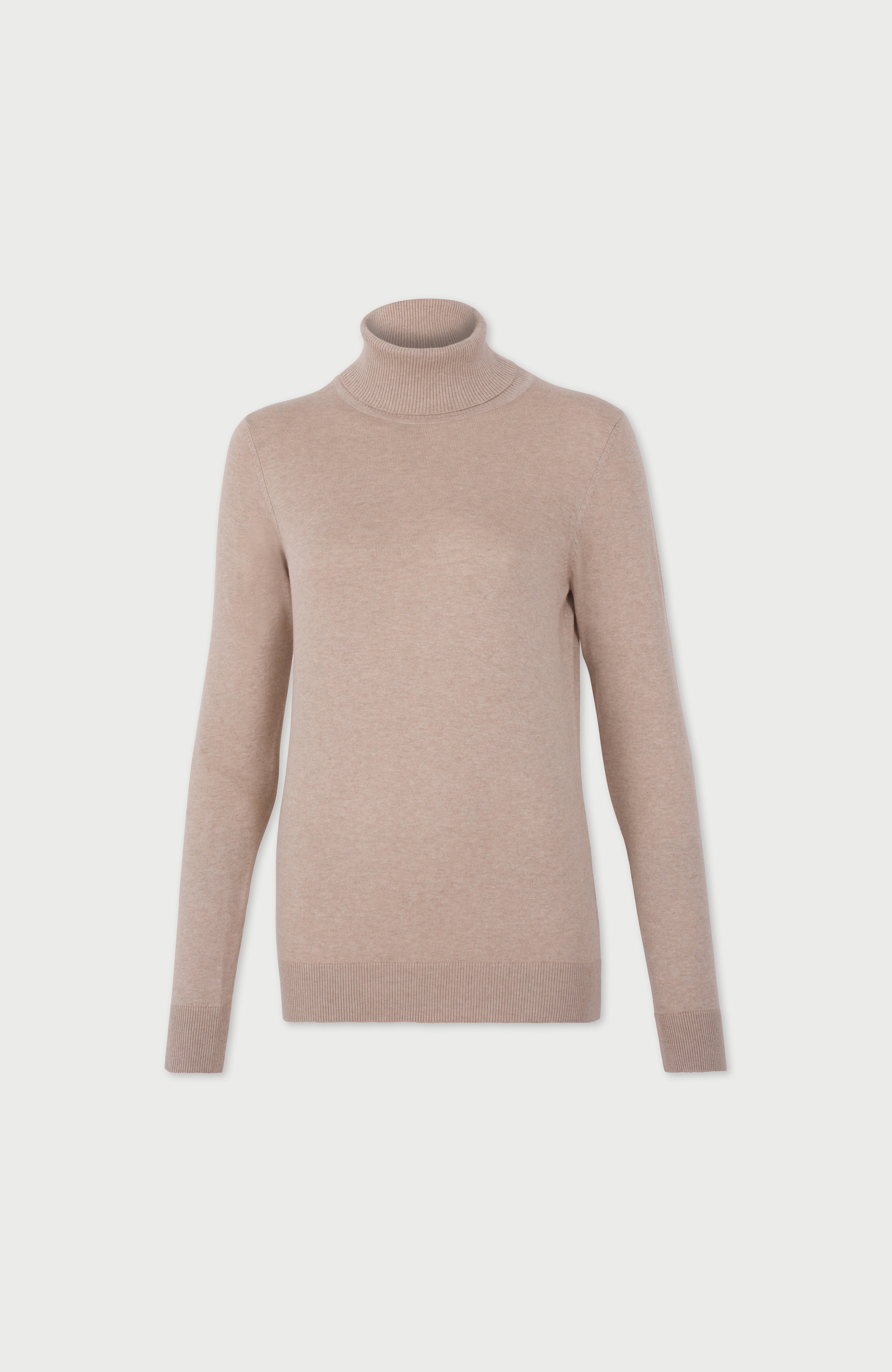 Womens Ultra Fine Cotton Roll Neck Long Sleeve Jumper