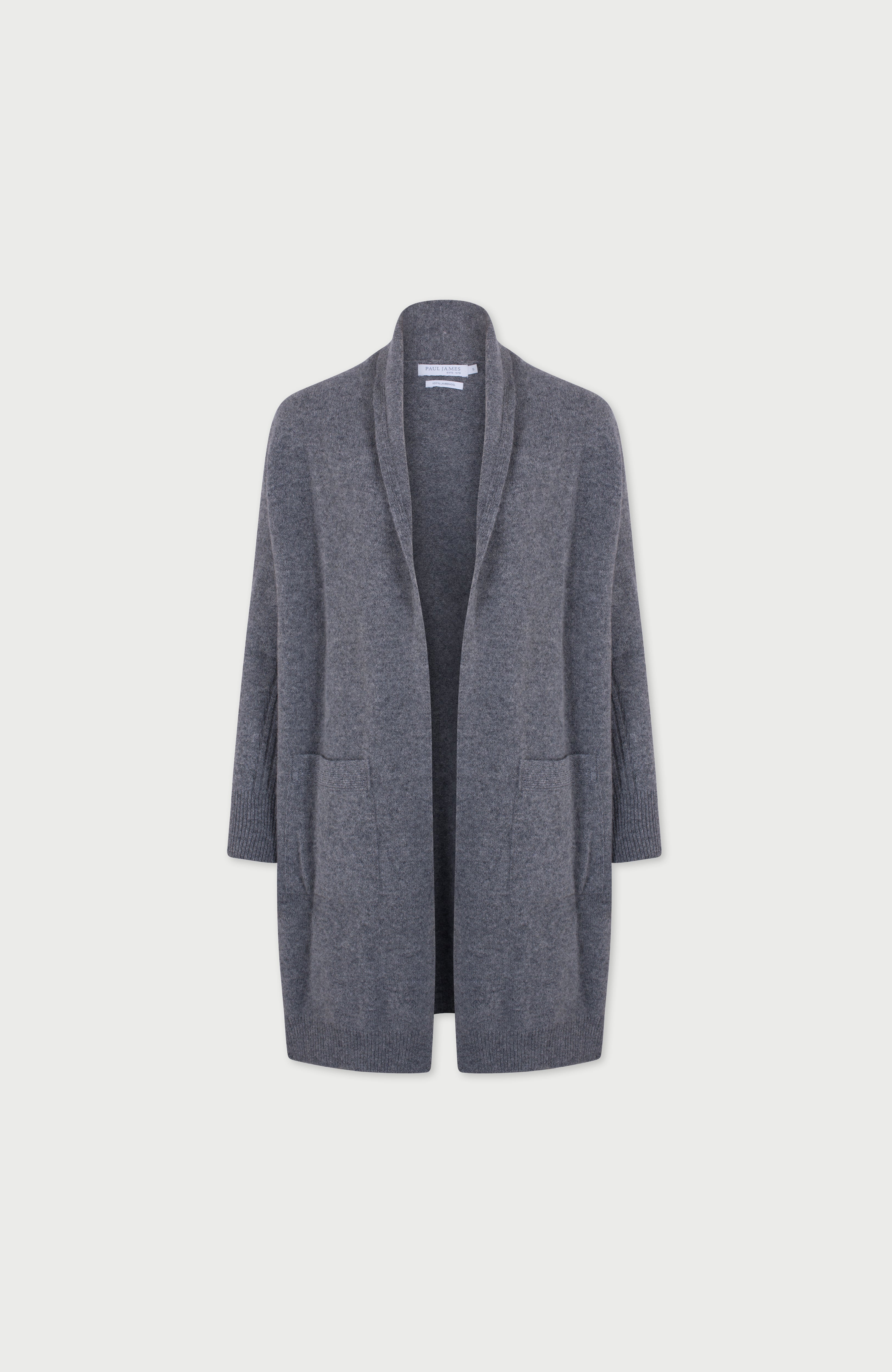 Womens Pure Lambswool Long Line Cardigan with Pockets