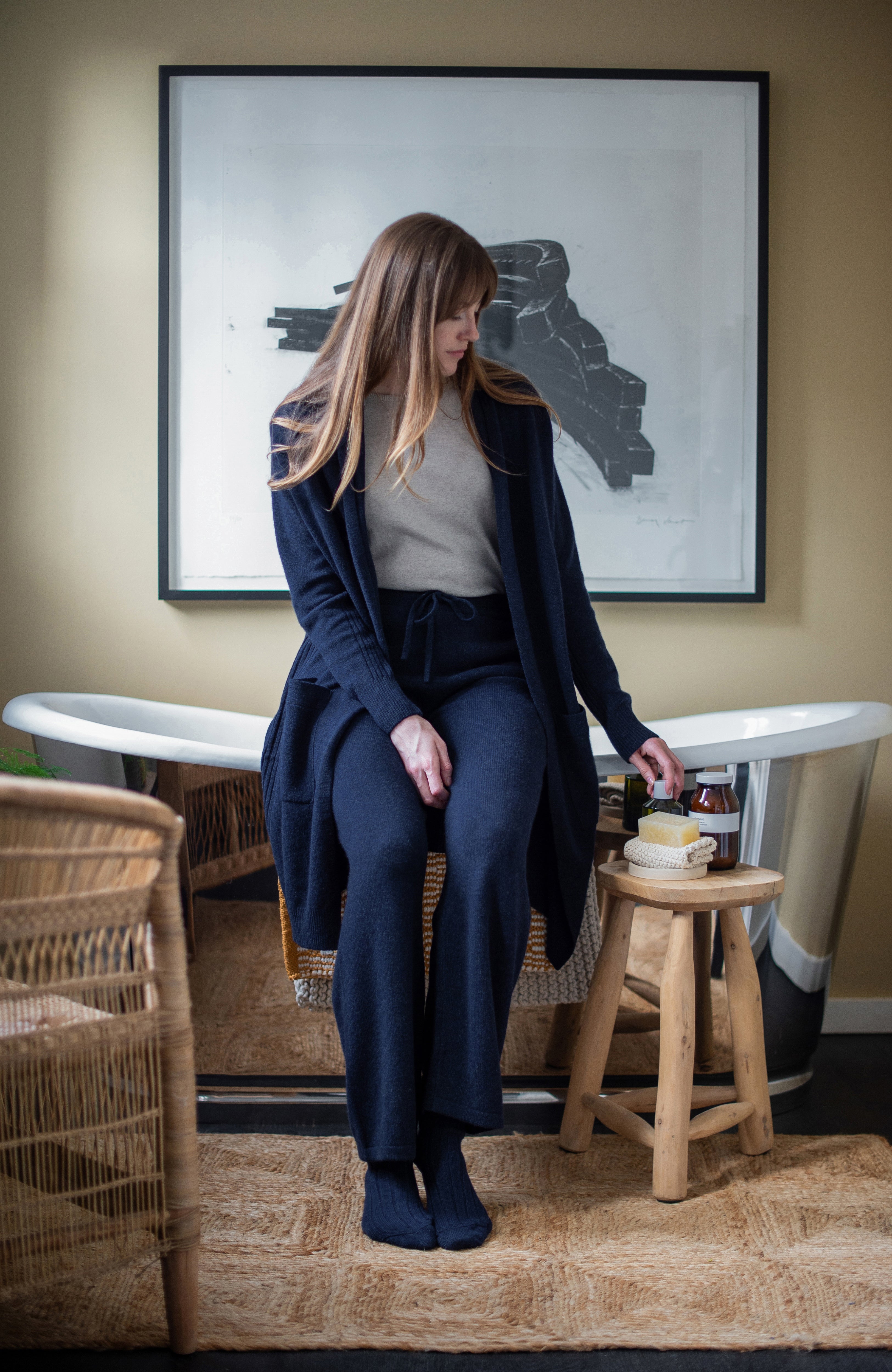 Womens Pure Lambswool Long Line Cardigan with Pockets