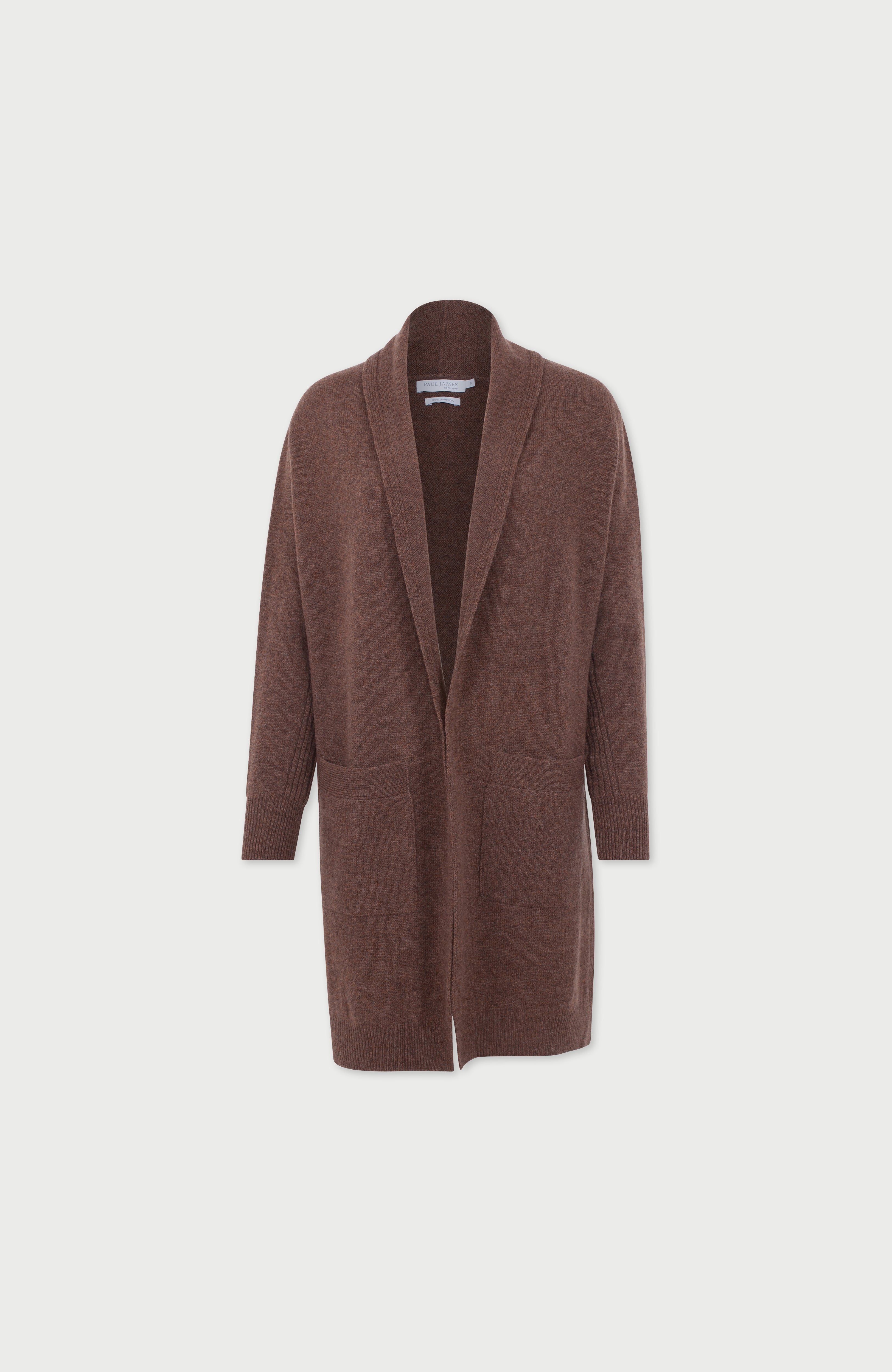 Womens Pure Lambswool Long Line Cardigan with Pockets