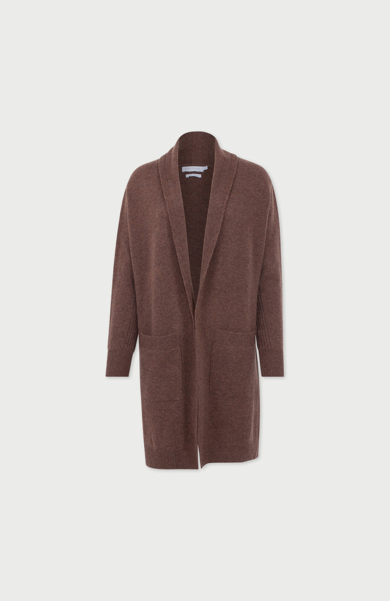 Womens Pure Lambswool Long Line Cardigan with Pockets