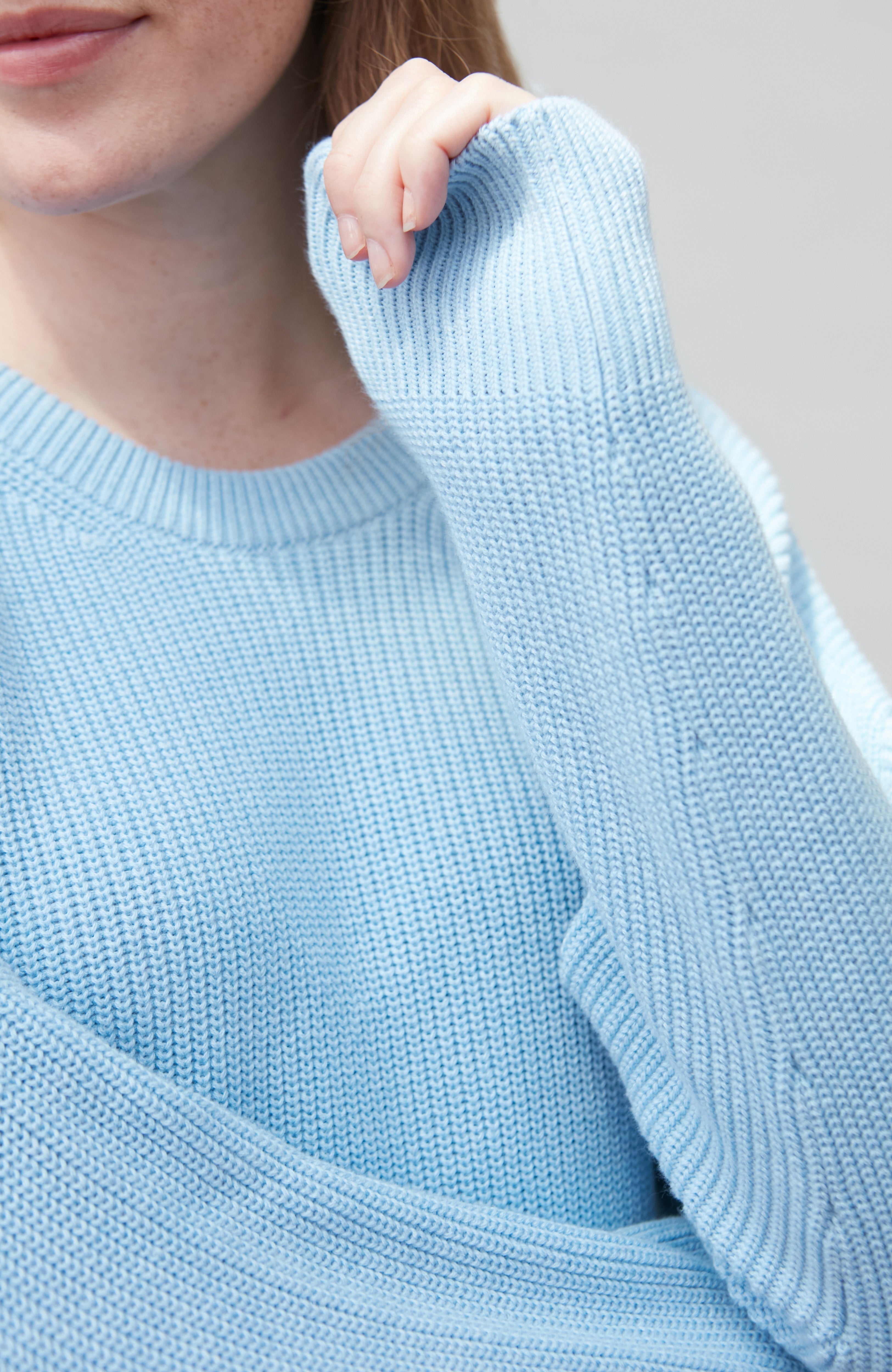 Womens Cotton Ribbed Crew Neck Jumper