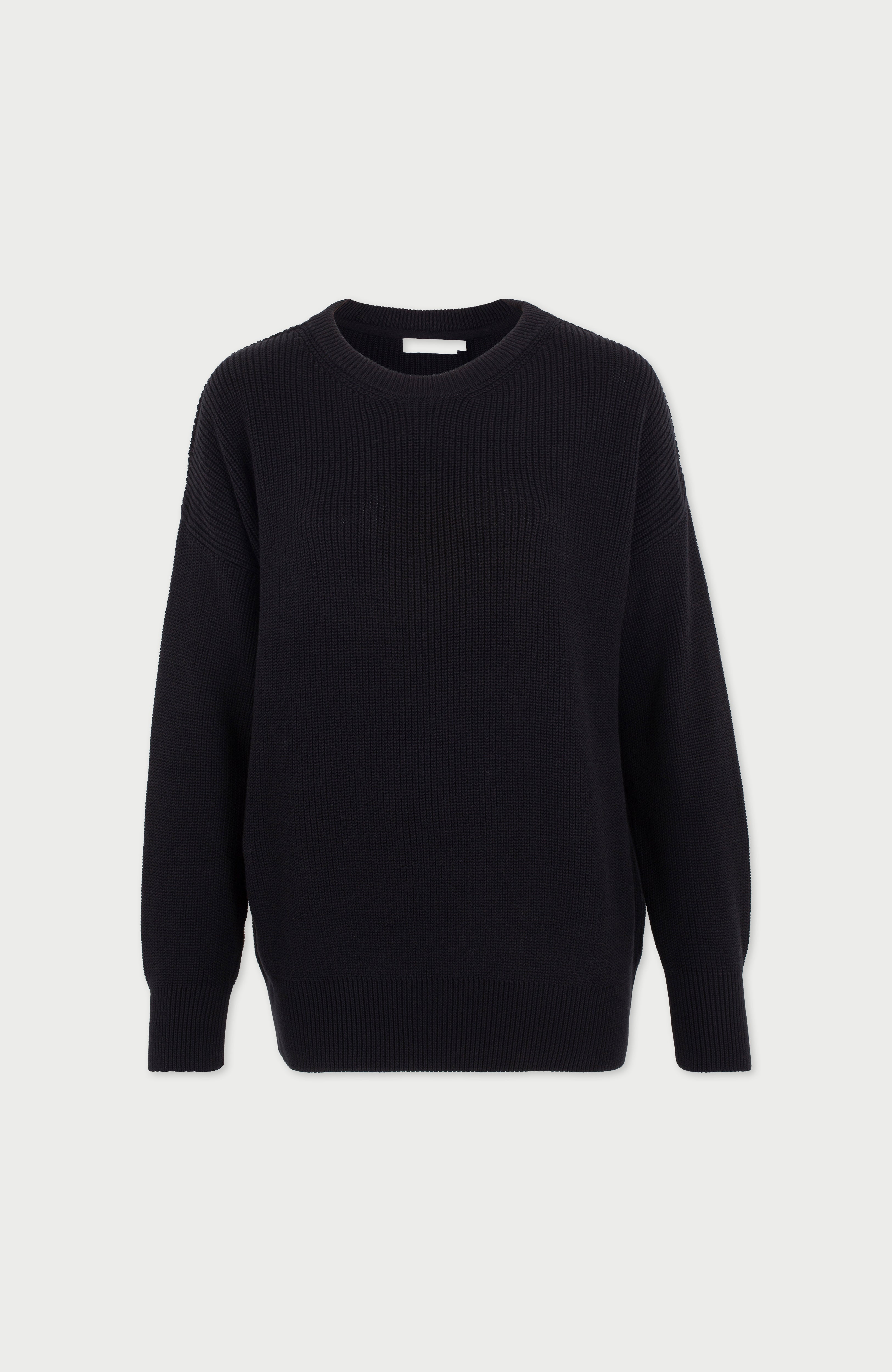 Womens Cotton Ribbed Crew Neck Jumper