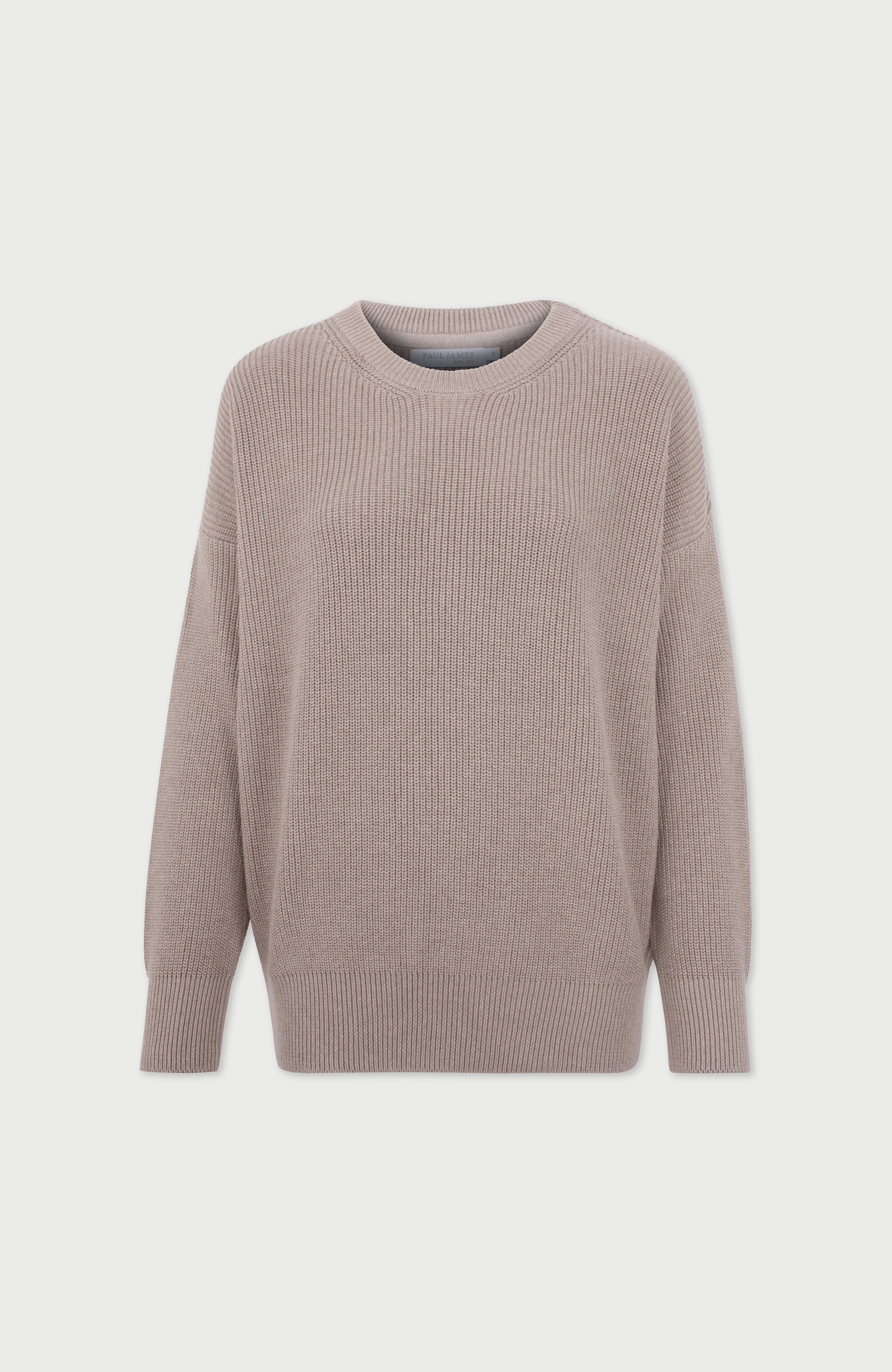 Womens Cotton Ribbed Crew Neck Jumper