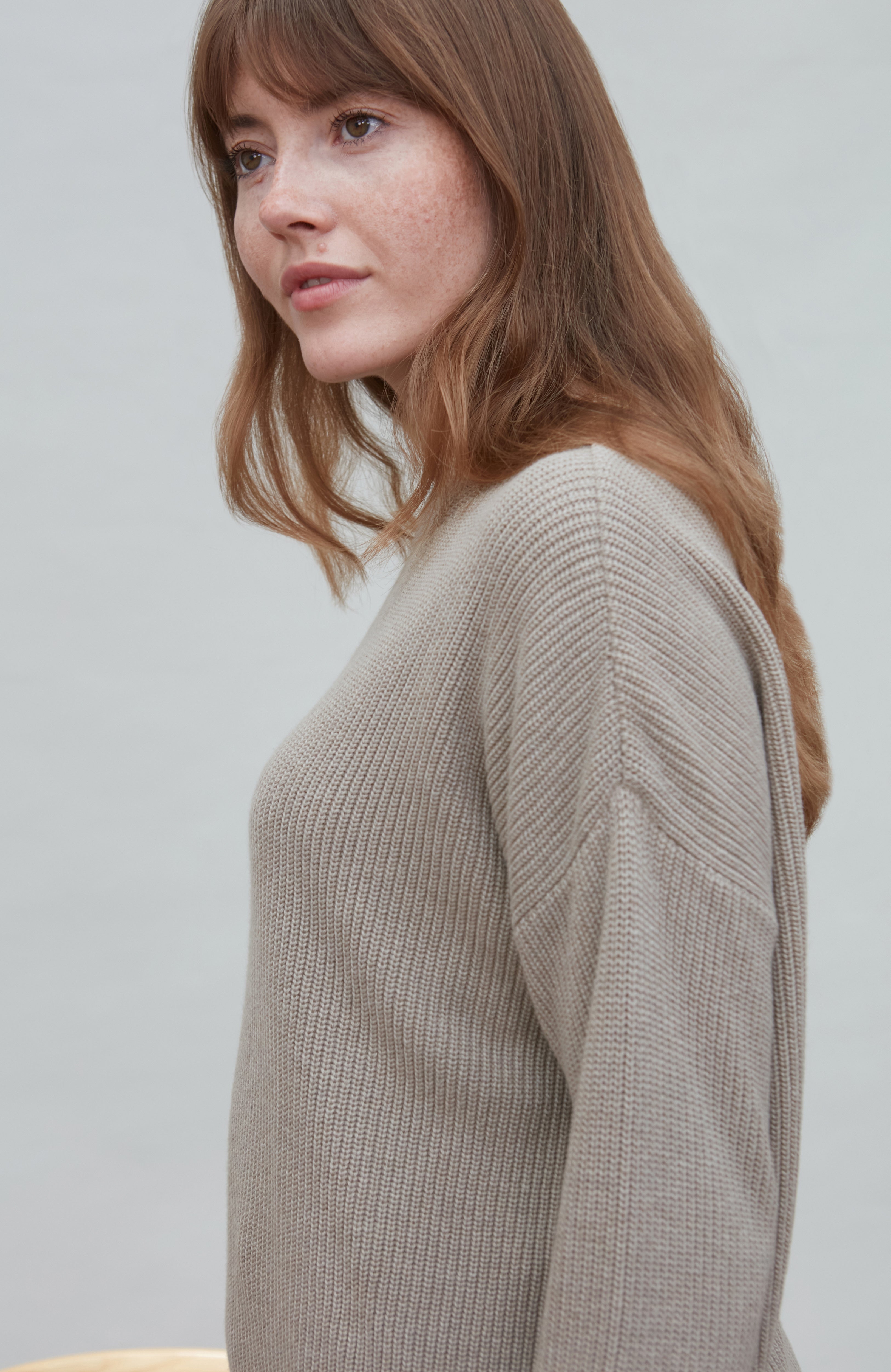 Womens Cotton Ribbed Crew Neck Jumper