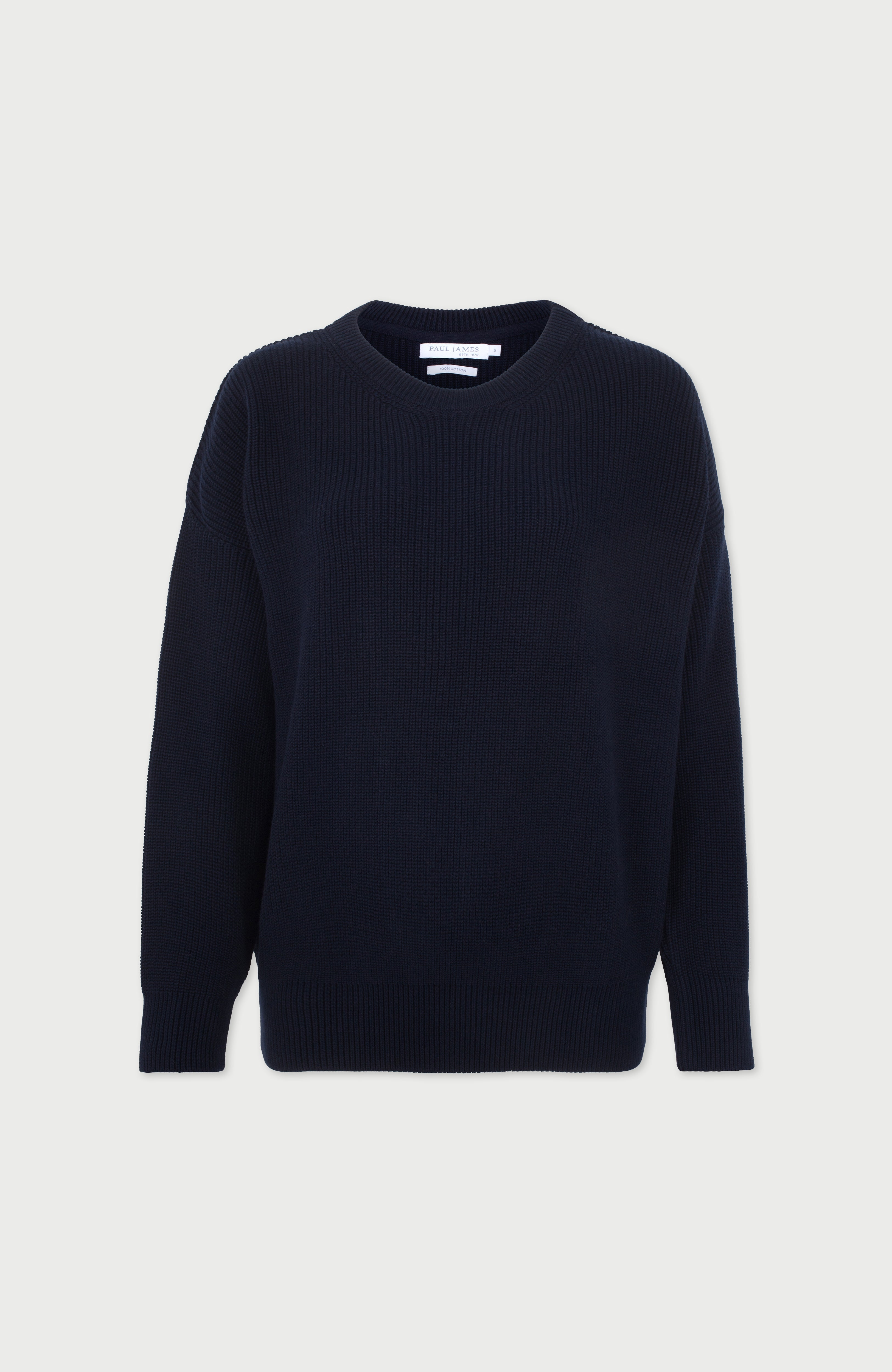 Womens Cotton Ribbed Crew Neck Jumper