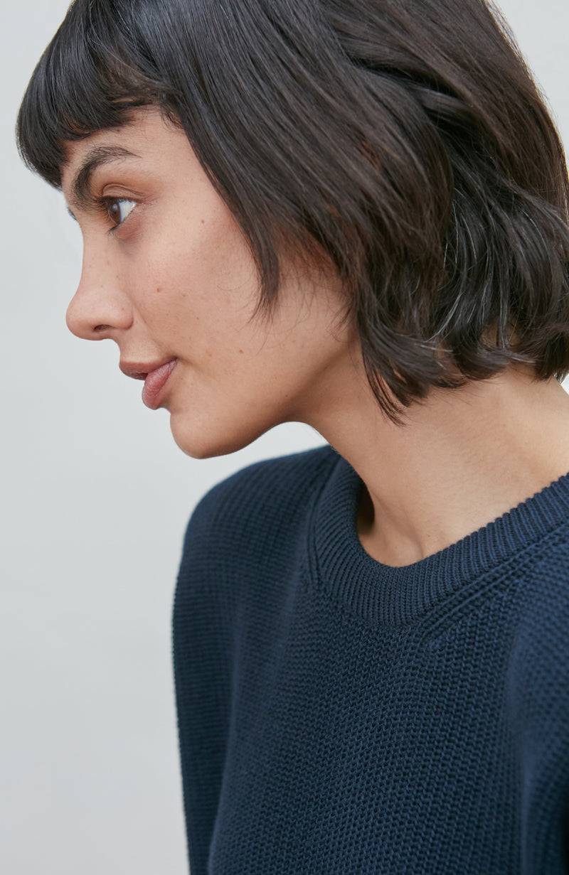 Womens Cotton Ribbed Crew Neck Jumper