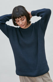 Womens Cotton Ribbed Crew Neck Jumper
