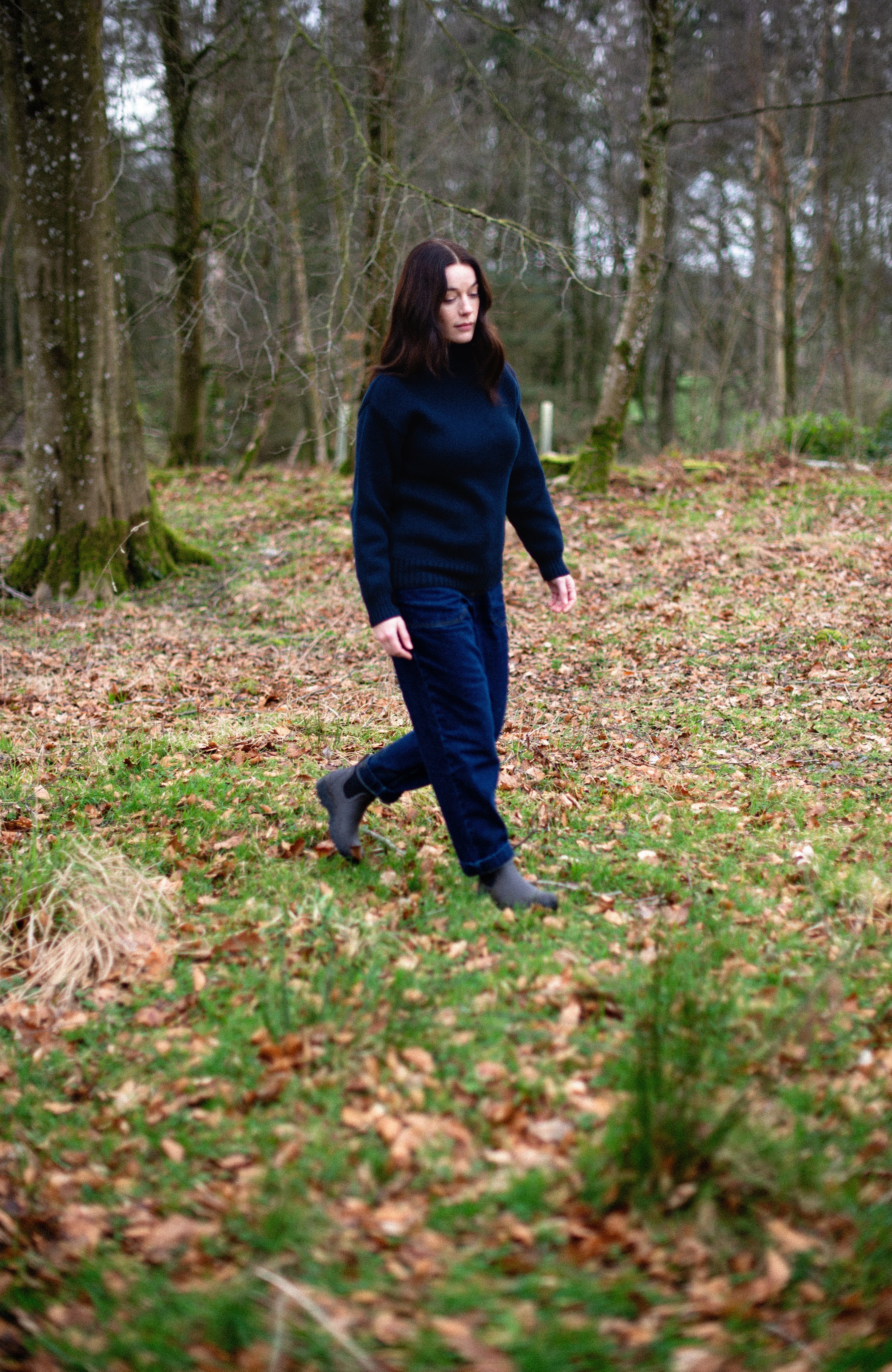 Womens Pure Cotton Heavyweight Submariner Roll Neck Jumper