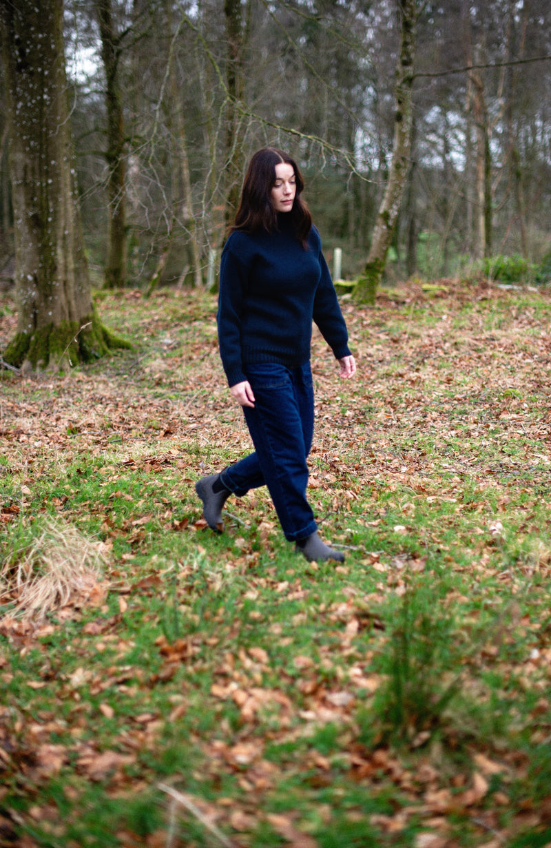 Womens Pure Cotton Heavyweight Submariner Roll Neck Jumper