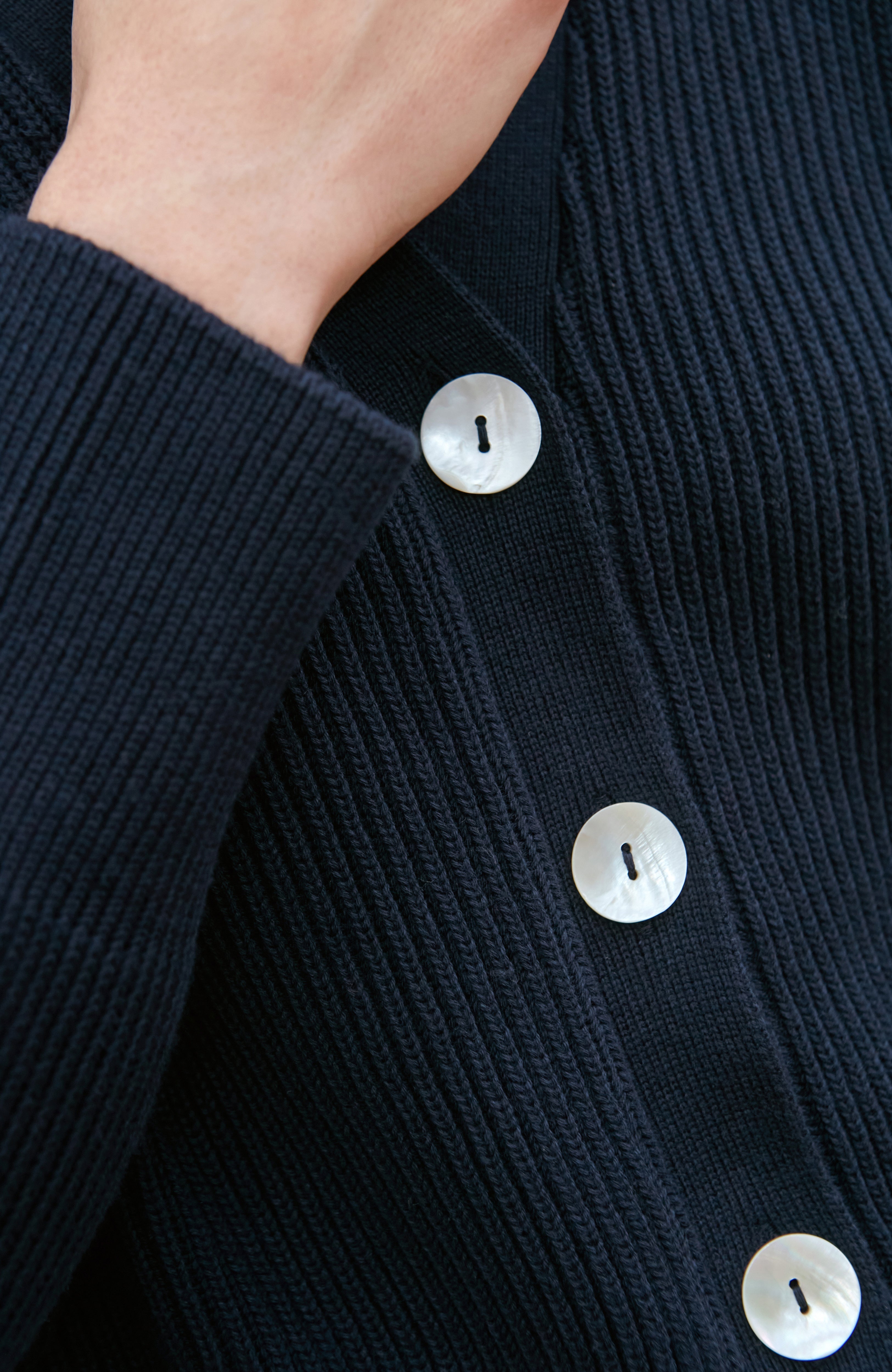 Womens Cotton Oversized V Neck Ribbed Cardigan