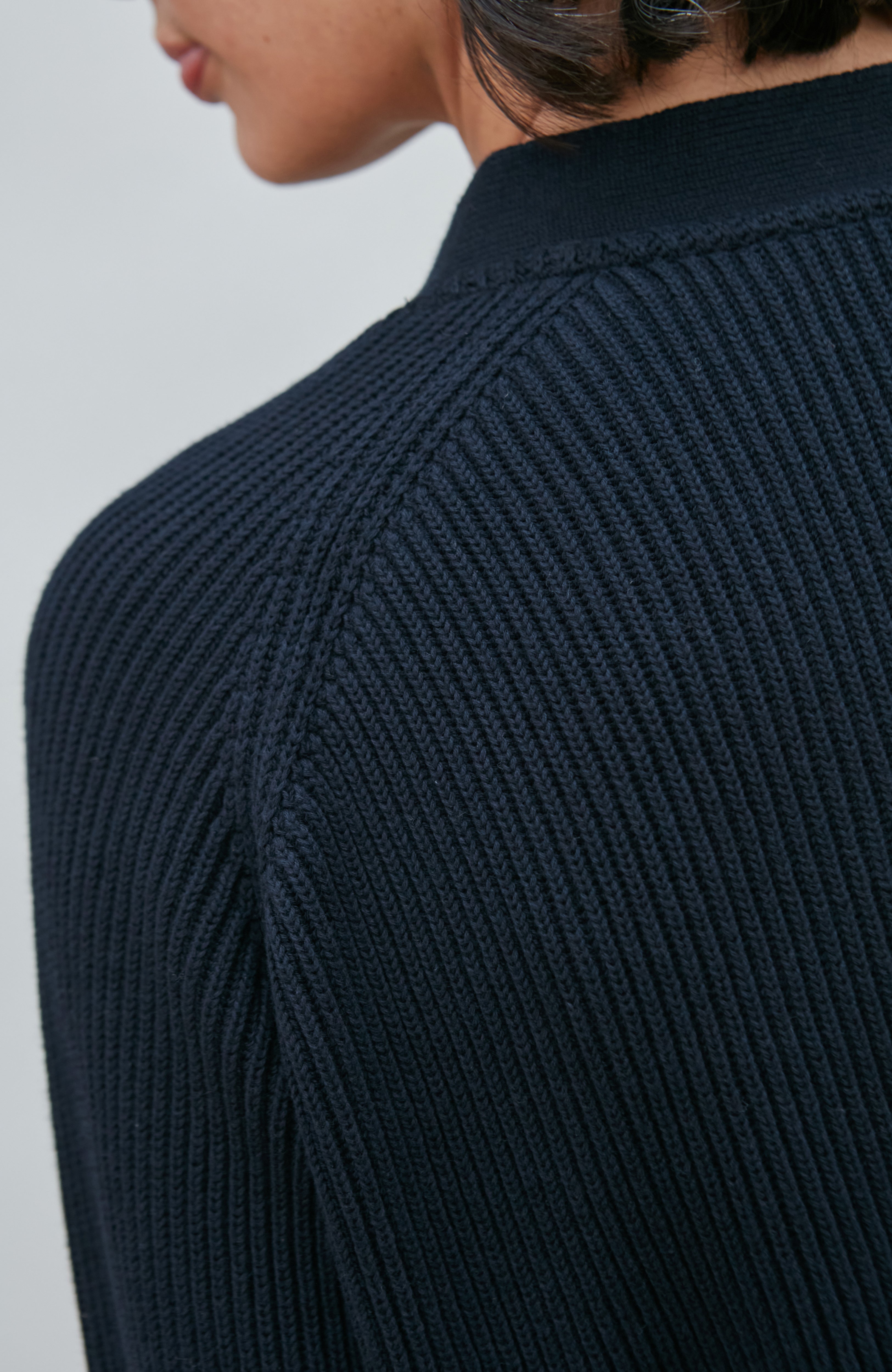 Womens Cotton Oversized V Neck Ribbed Cardigan