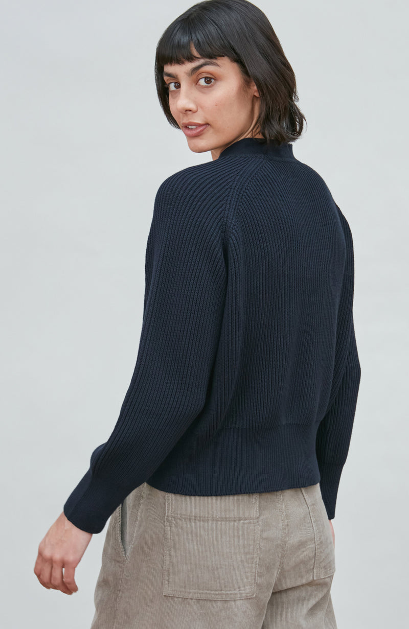 Womens Cotton Oversized V Neck Ribbed Cardigan