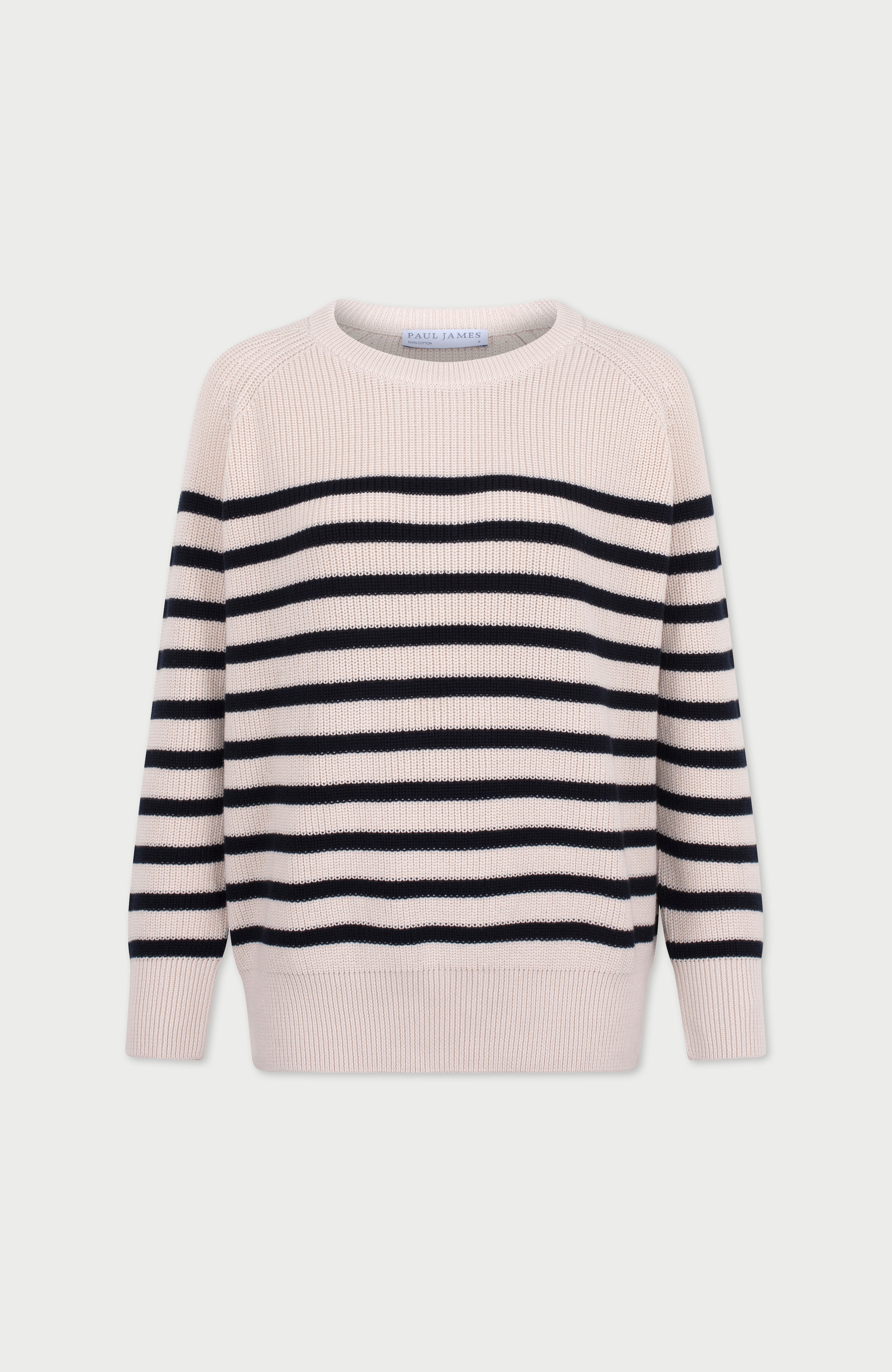 Womens Cotton Ribbed Breton Jumper