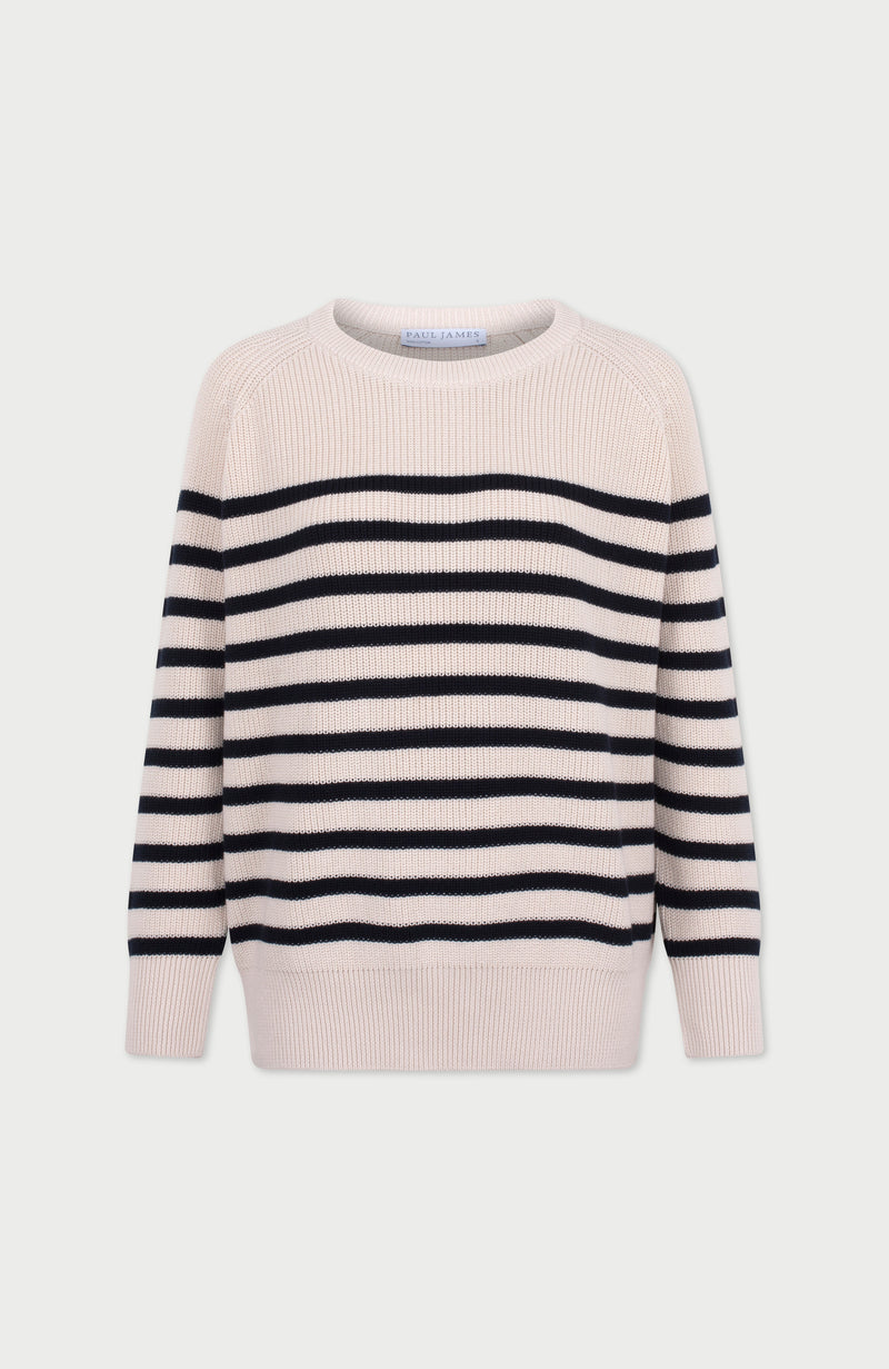 Womens Cotton Ribbed Breton Jumper