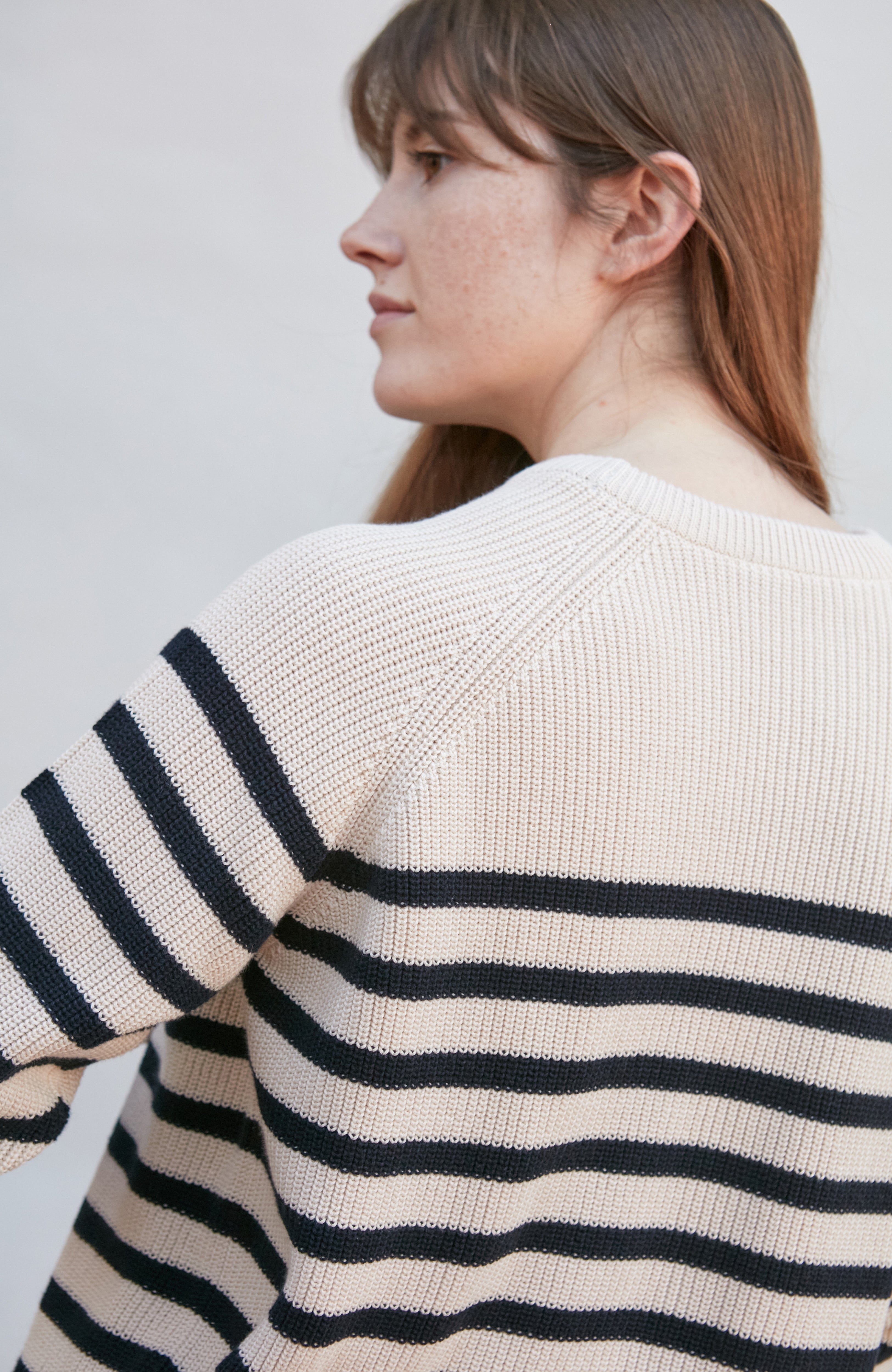 Womens Cotton Ribbed Breton Jumper