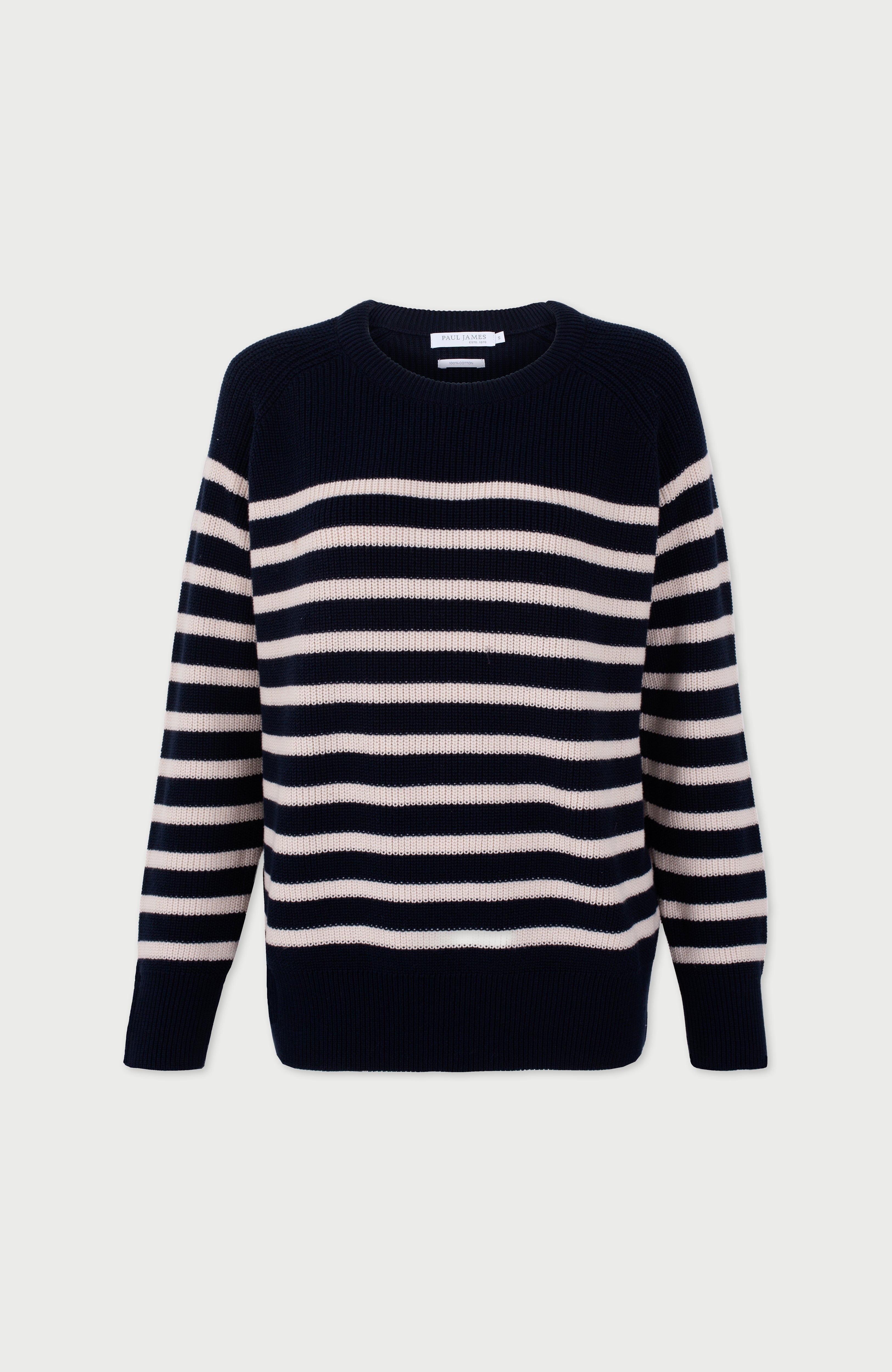Womens Cotton Ribbed Breton Jumper