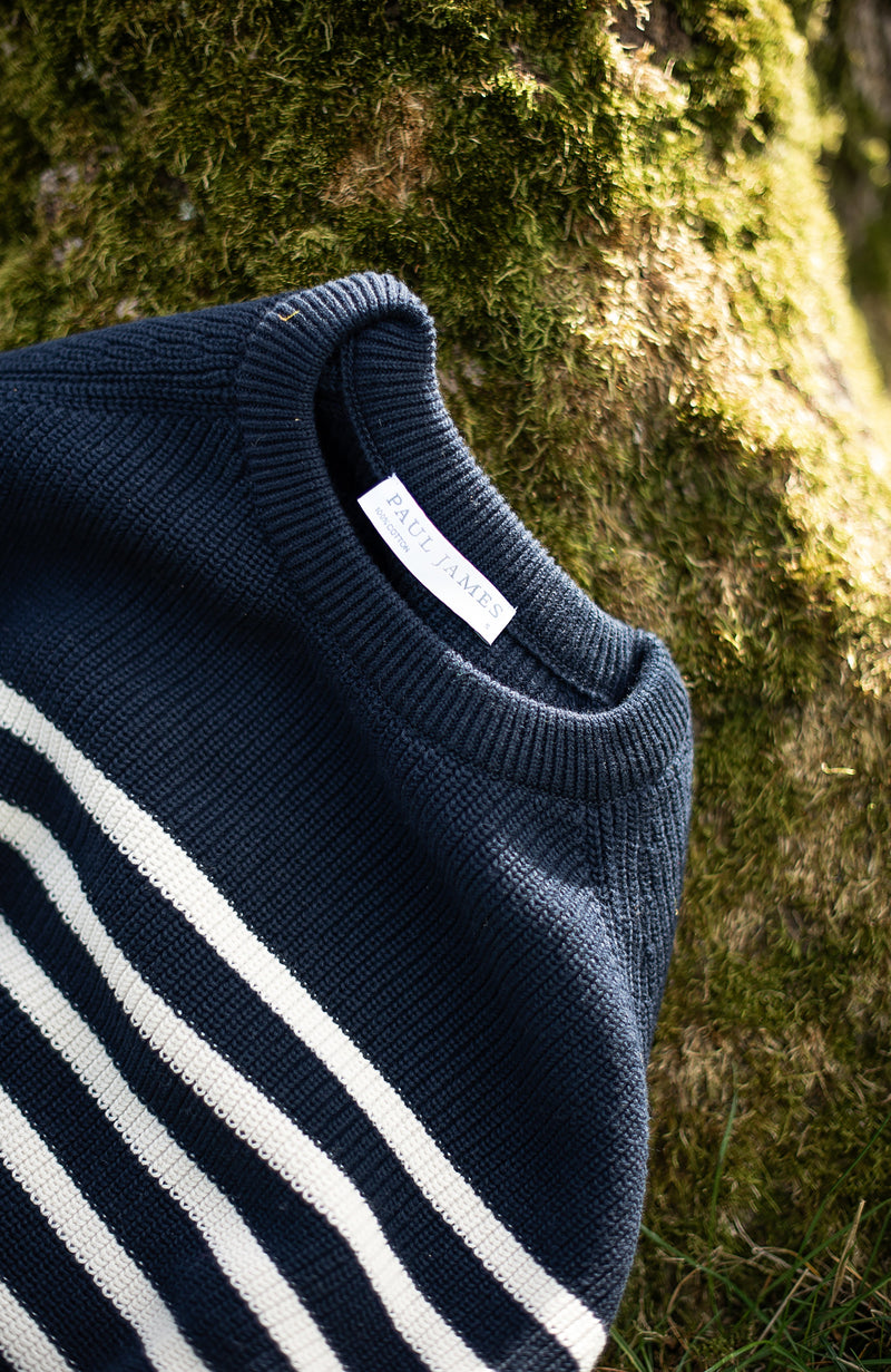 Womens Cotton Ribbed Breton Jumper