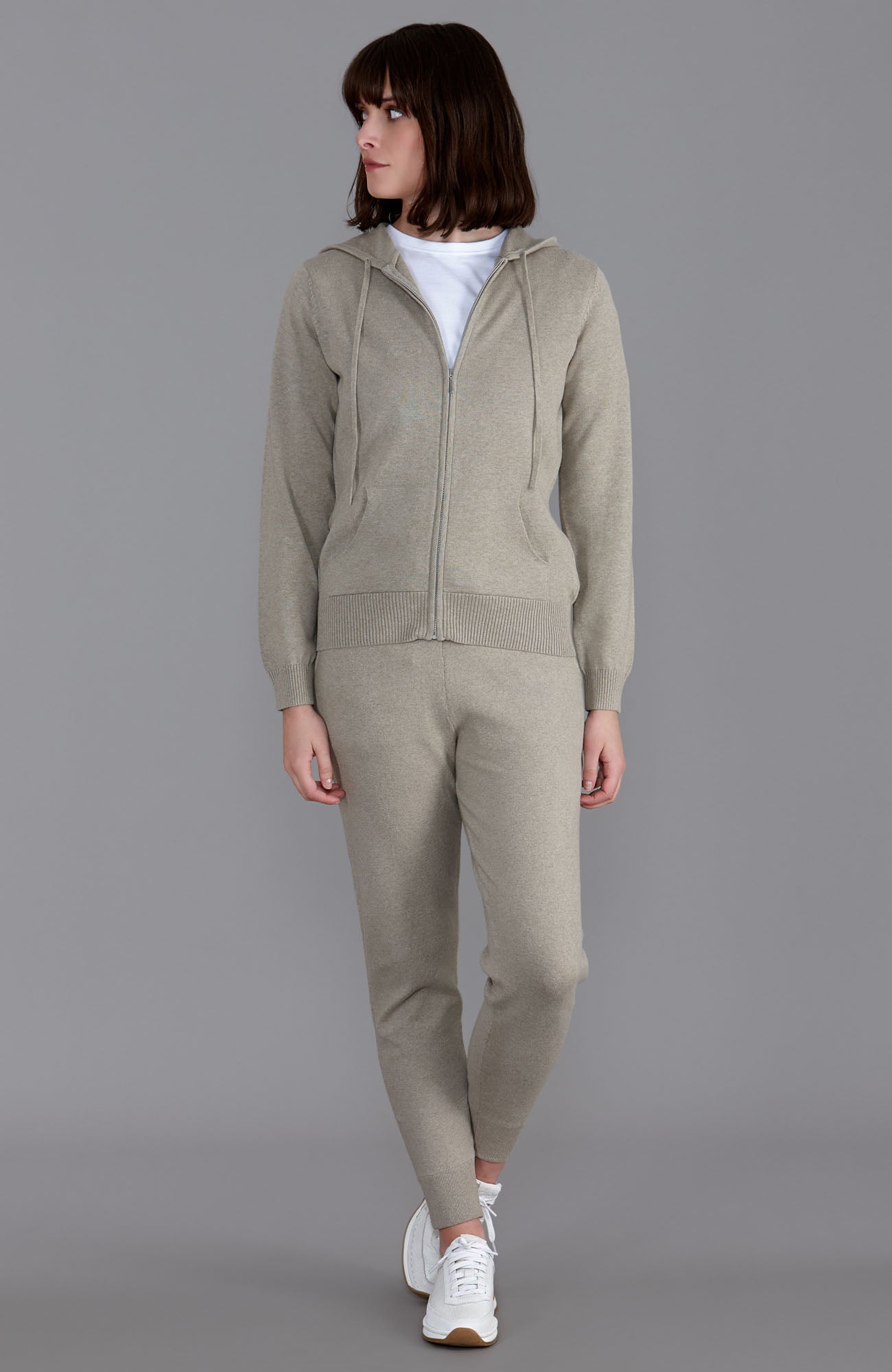 Womens Lightweight Cotton Zip Through Hoodie