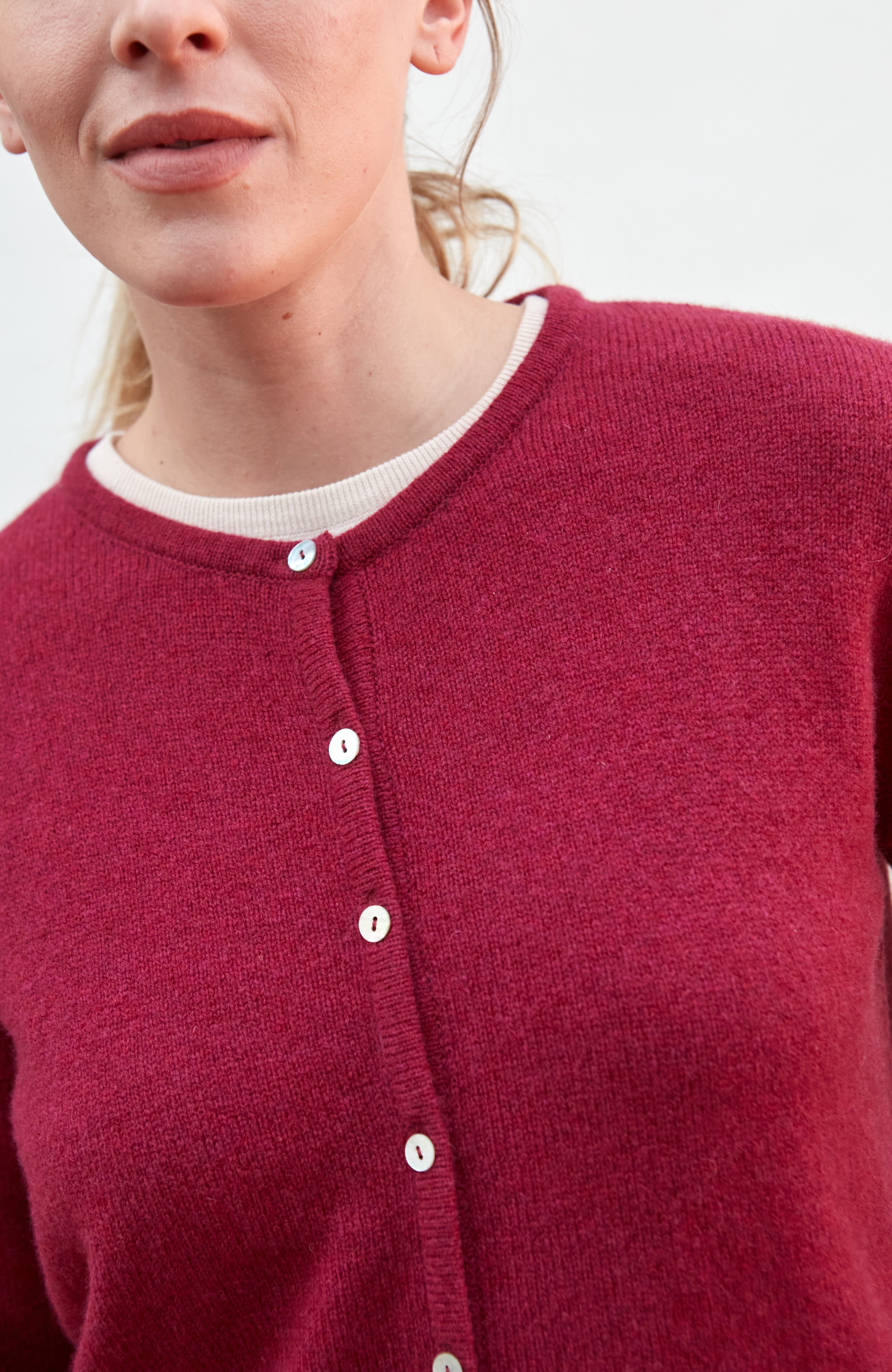 Womens Lambswool Crew Neck Cardigan