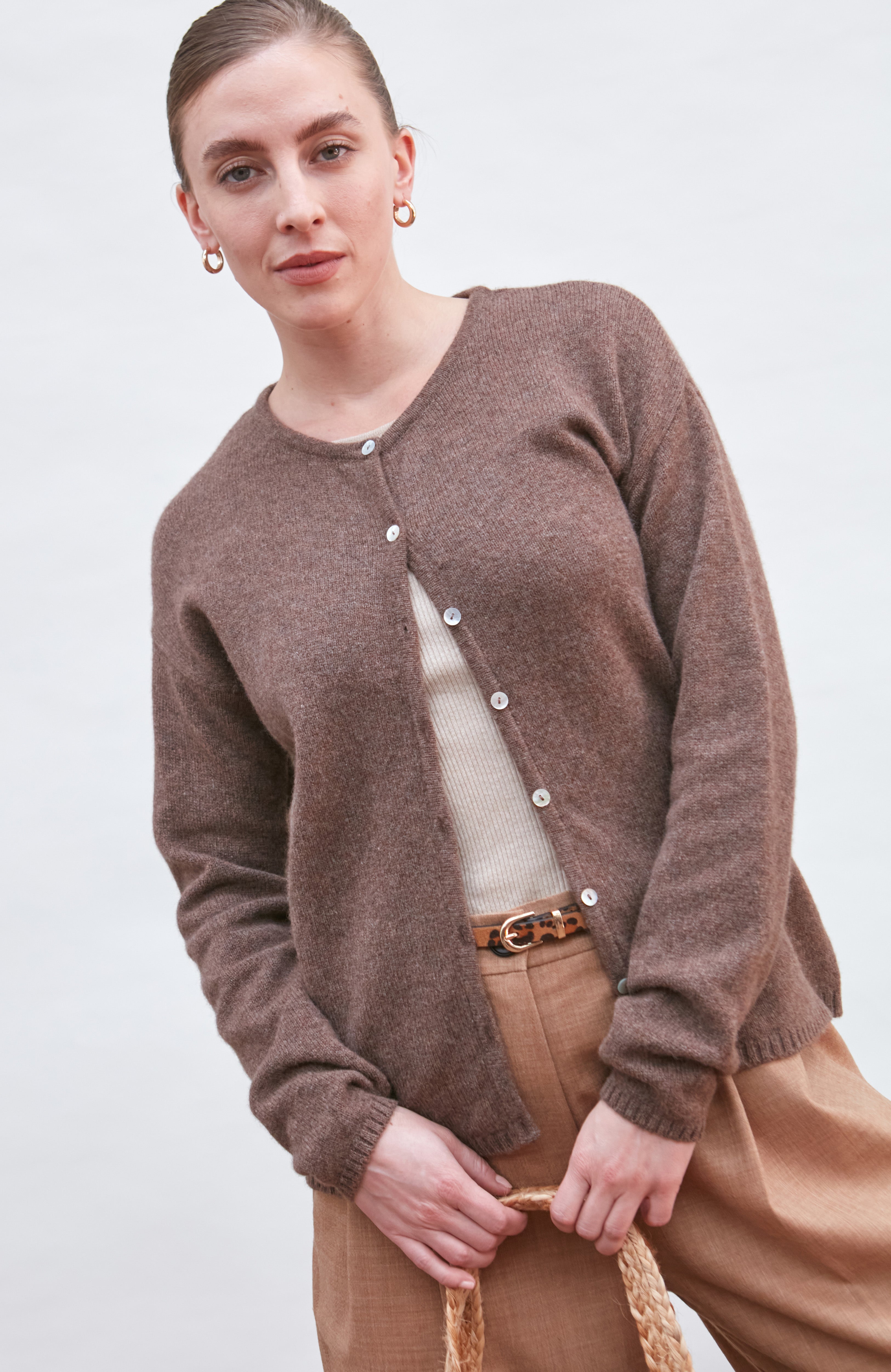 Womens Lambswool Crew Neck Cardigan