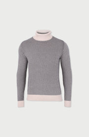 Mens Cotton Fisherman Tuck Stitch Roll Neck Jumper