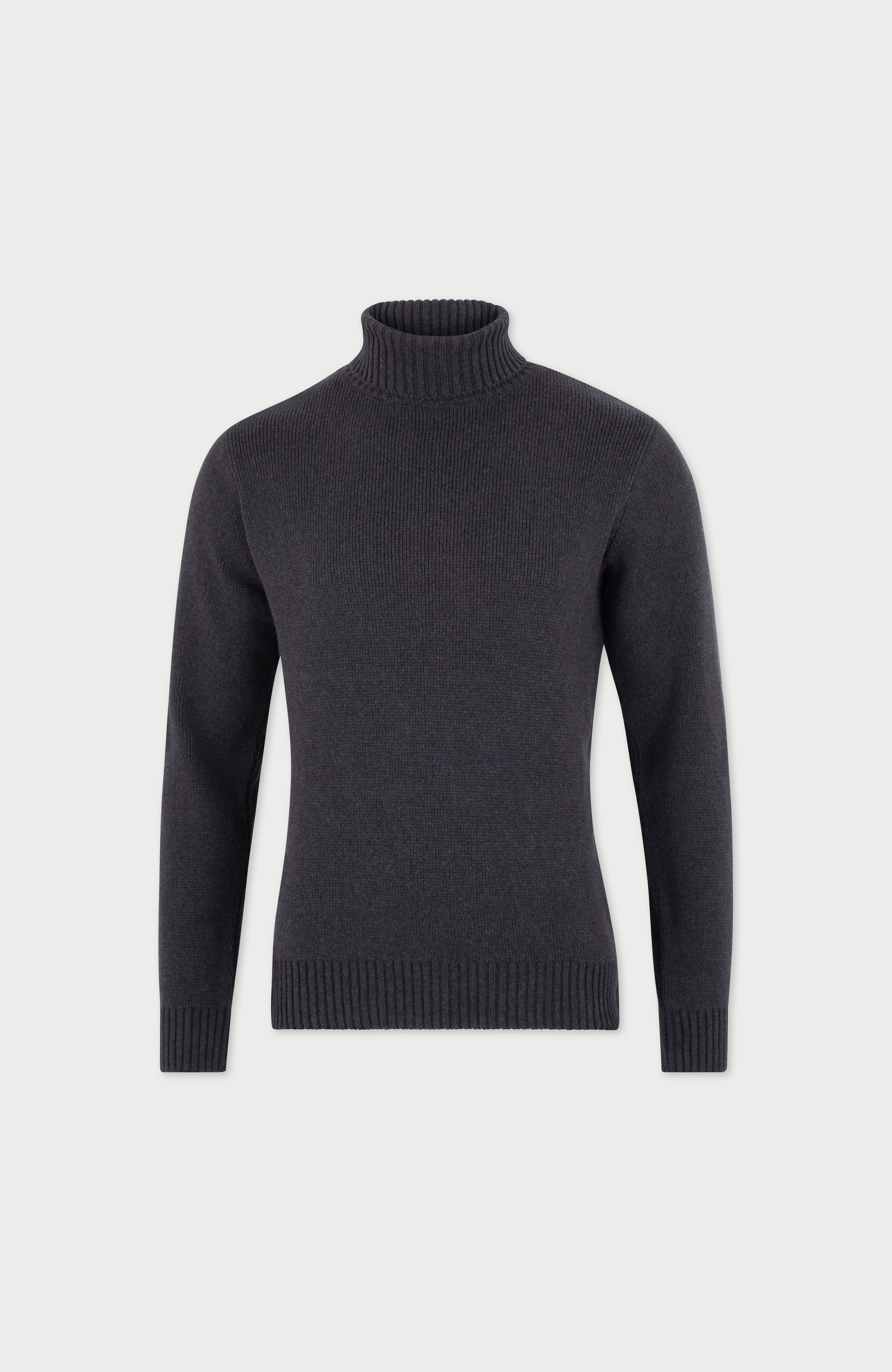 Mens Midweight Cotton Fitted Submariner Roll Neck Jumper