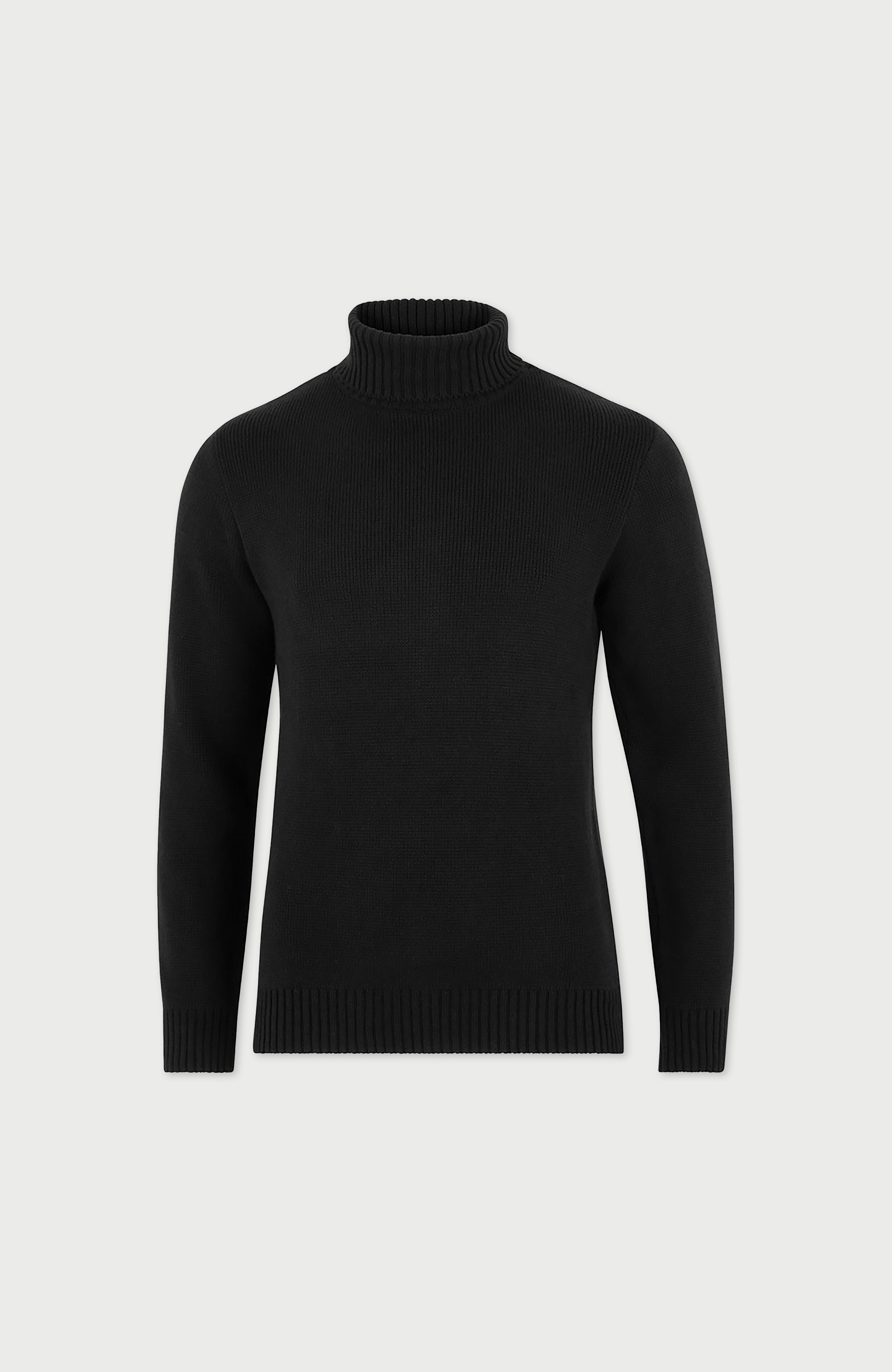 Mens Midweight Cotton Fitted Submariner Roll Neck Jumper