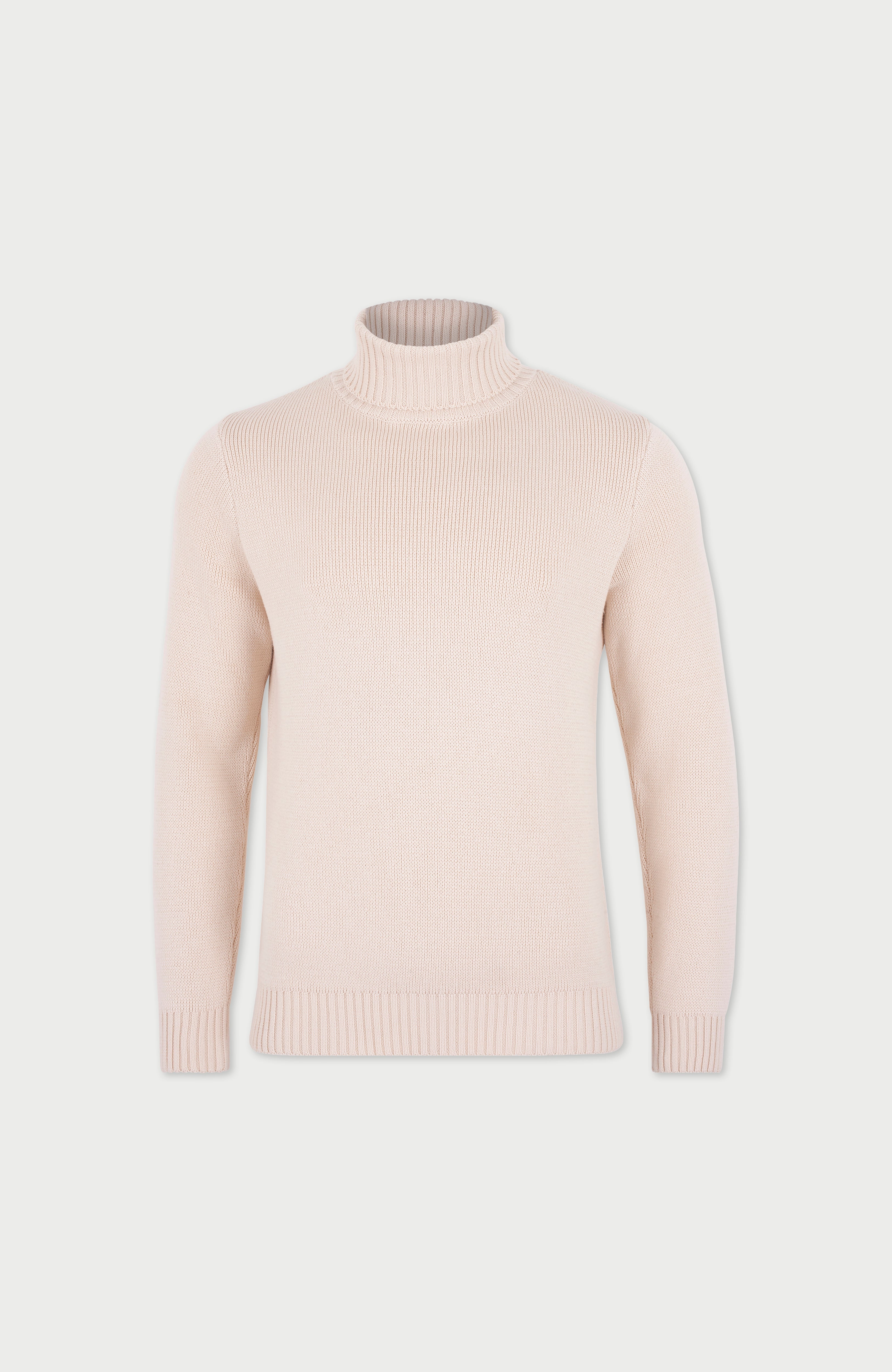 Mens Midweight Cotton Fitted Submariner Roll Neck Jumper