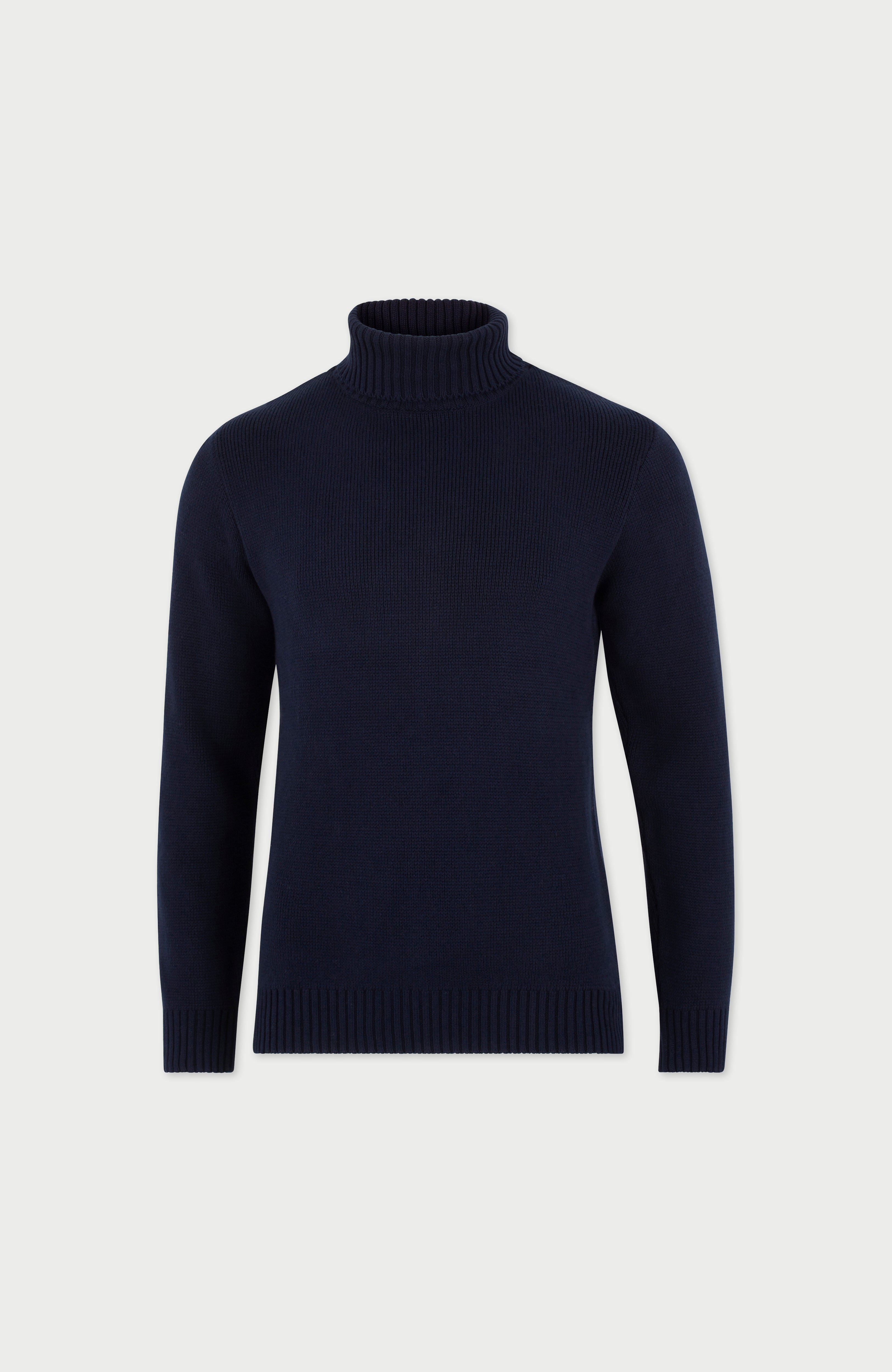 Mens Midweight Cotton Fitted Submariner Roll Neck Jumper