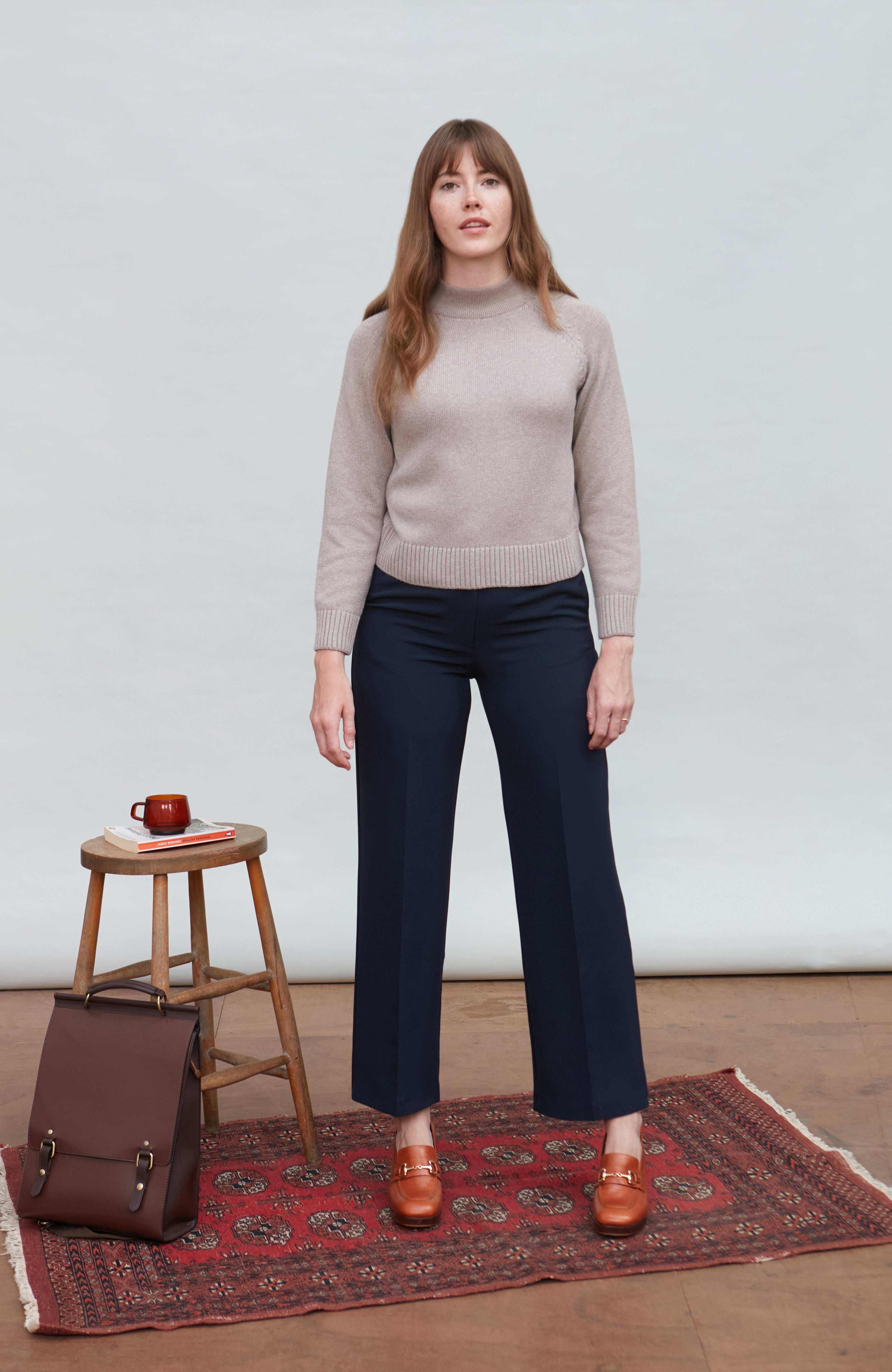 Womens Midweight Cotton Turtleneck Raglan Sleeve Jumper