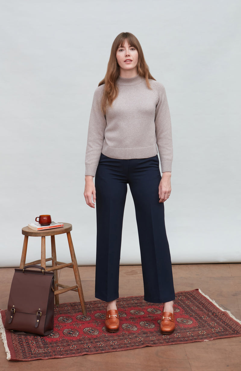 Womens Midweight Cotton Turtleneck Raglan Sleeve Jumper